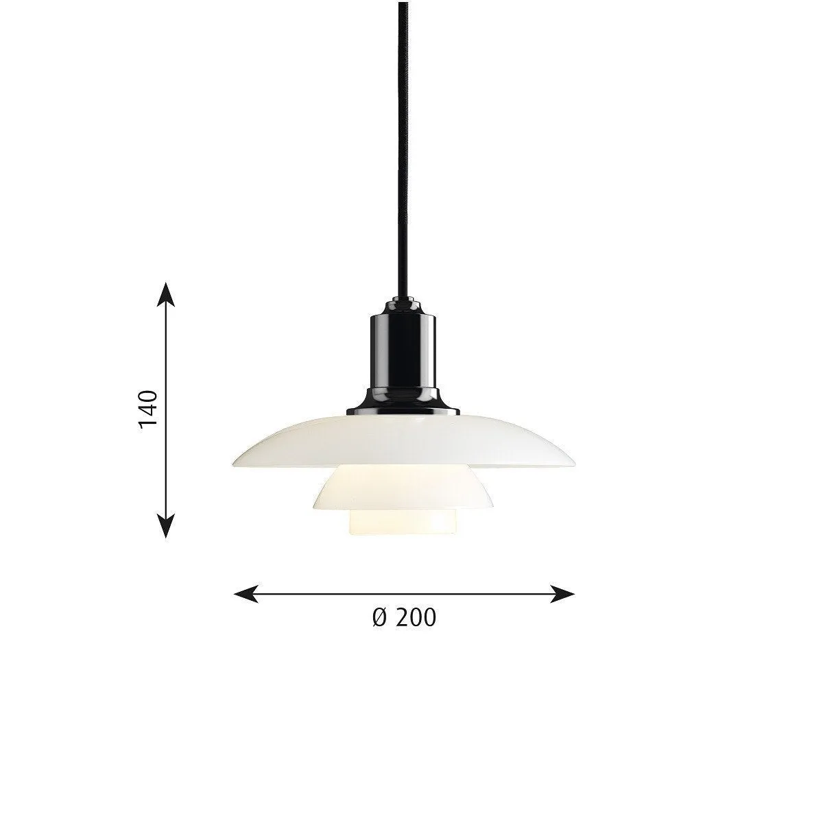 Louis Poulsen Ph 2/1 Pendant, Black Metallized