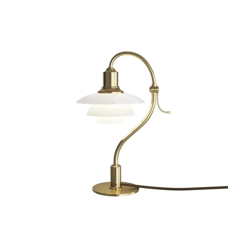 Louis Poulsen Ph 2/2 The Question Mark Table Lamp, Brass/Opal Glass Glossy