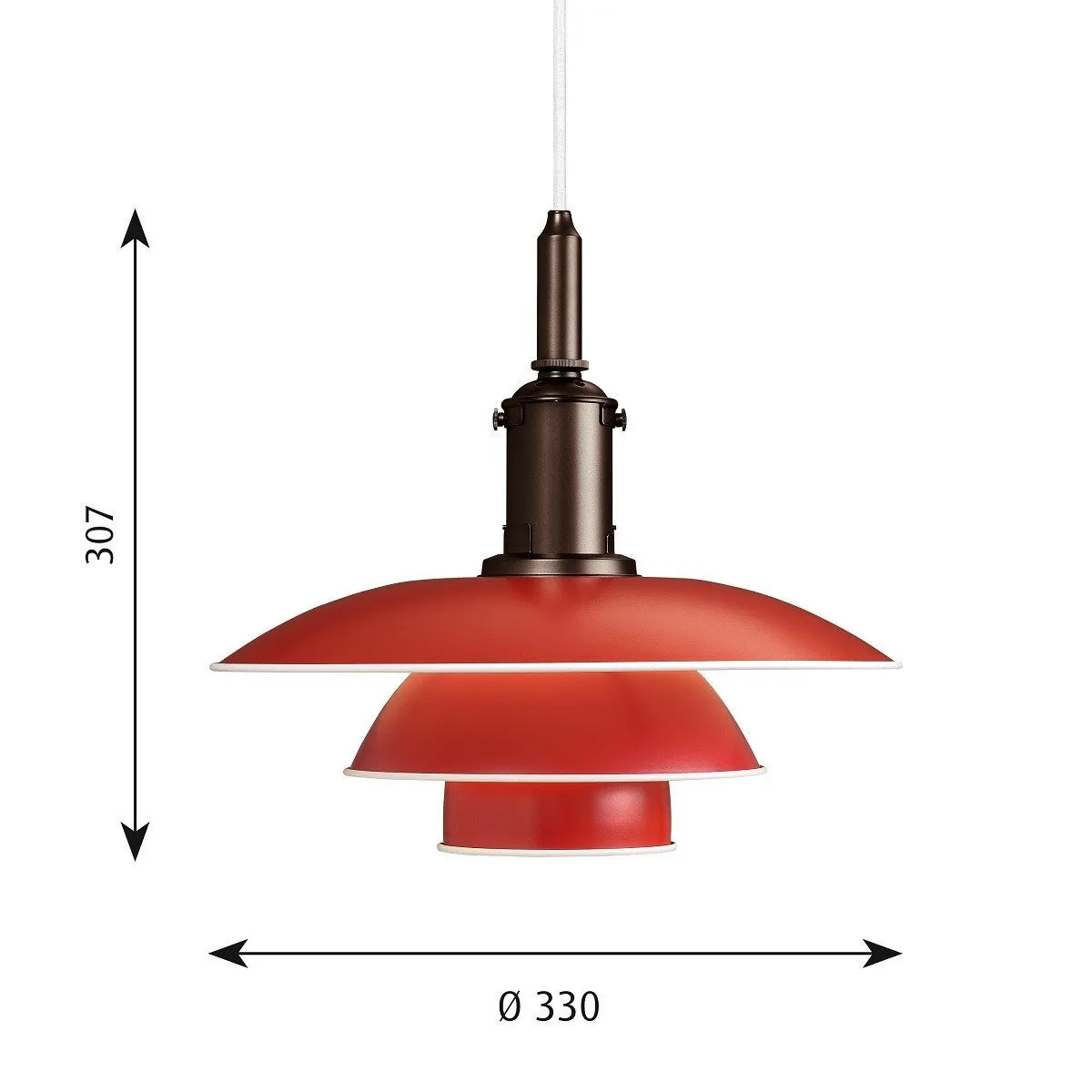 Louis Poulsen Ph 3 1/2 3 Pendant, Red