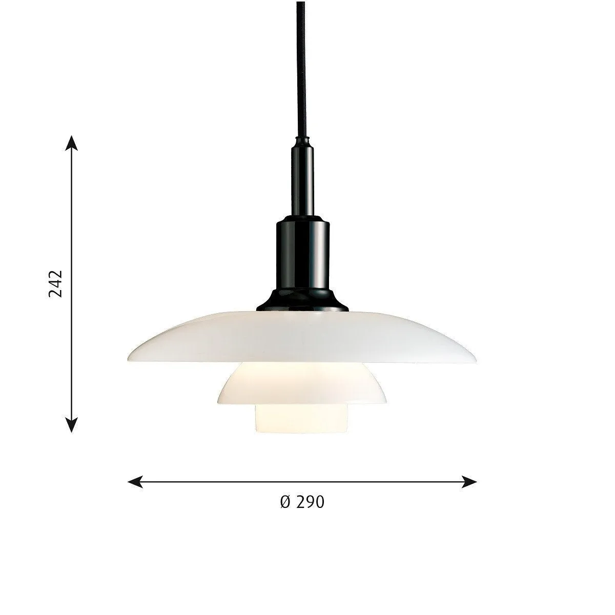 Louis Poulsen Ph 3/2 Pendant, Black Metallized