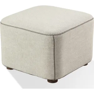 Louis Upholstered Ottoman in Natural Linen Modus