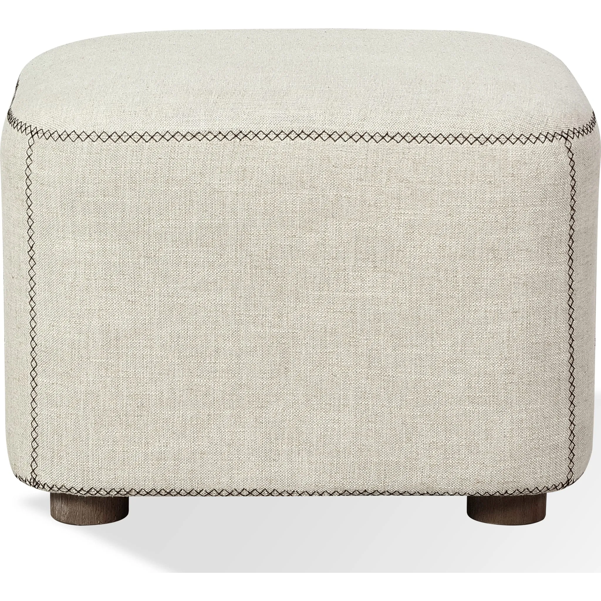 Louis Upholstered Ottoman in Natural Linen Modus