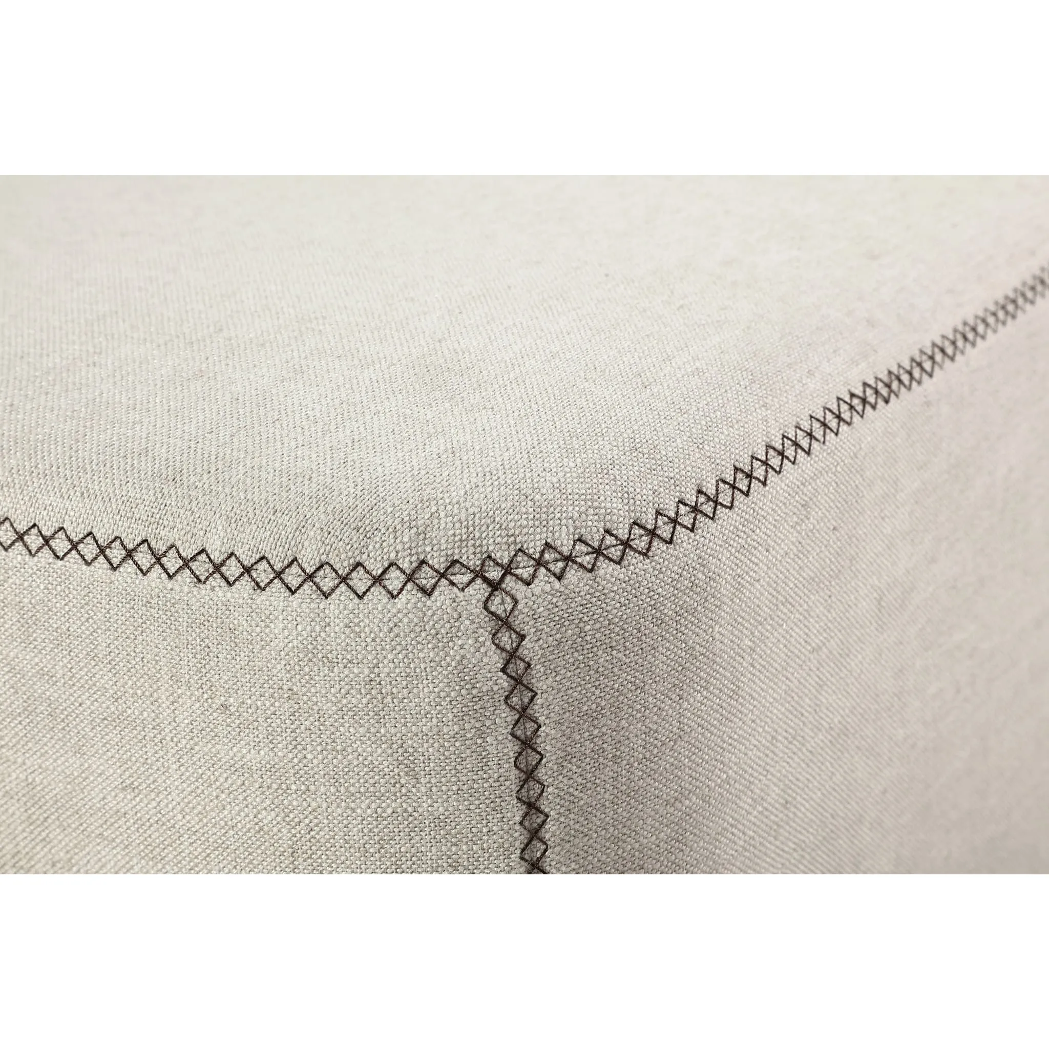 Louis Upholstered Ottoman in Natural Linen Modus