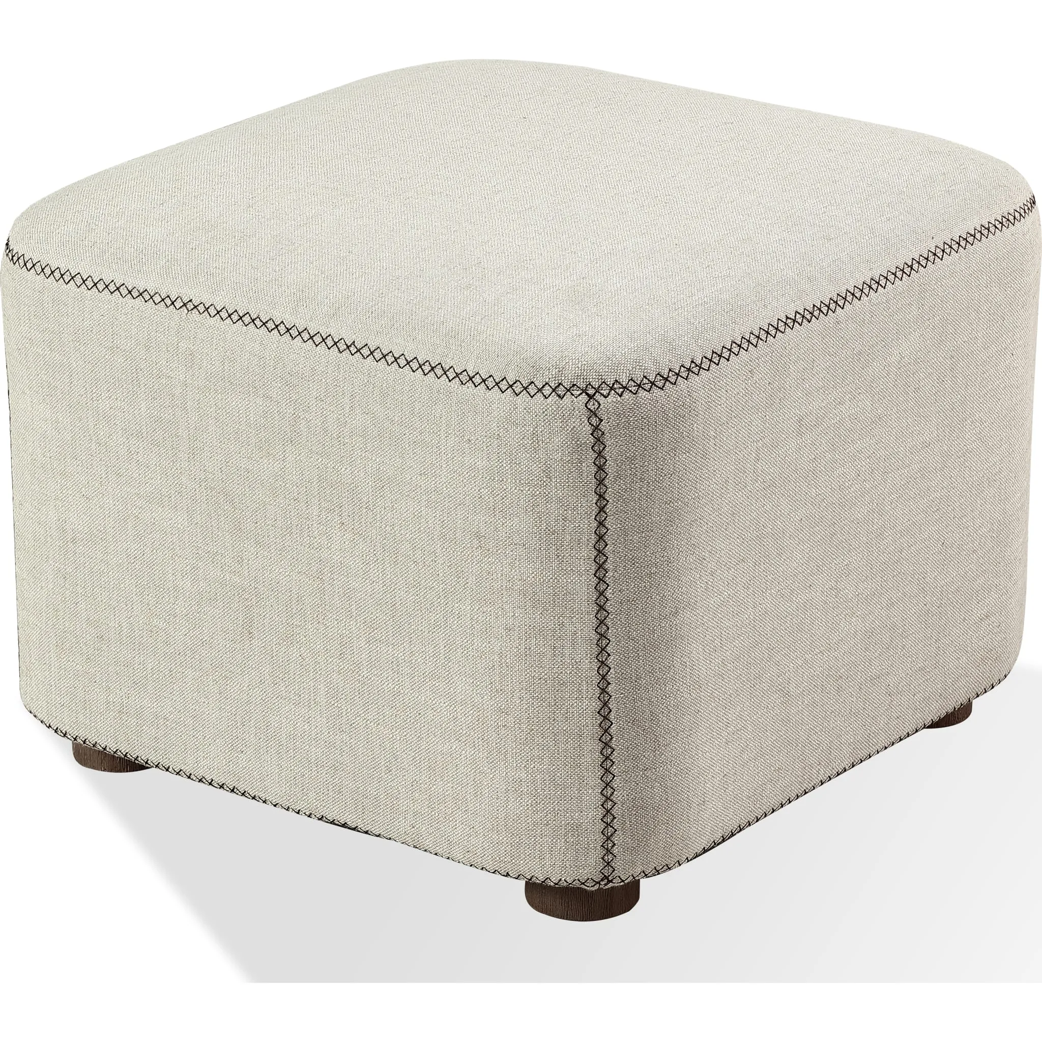 Louis Upholstered Ottoman in Natural Linen Modus