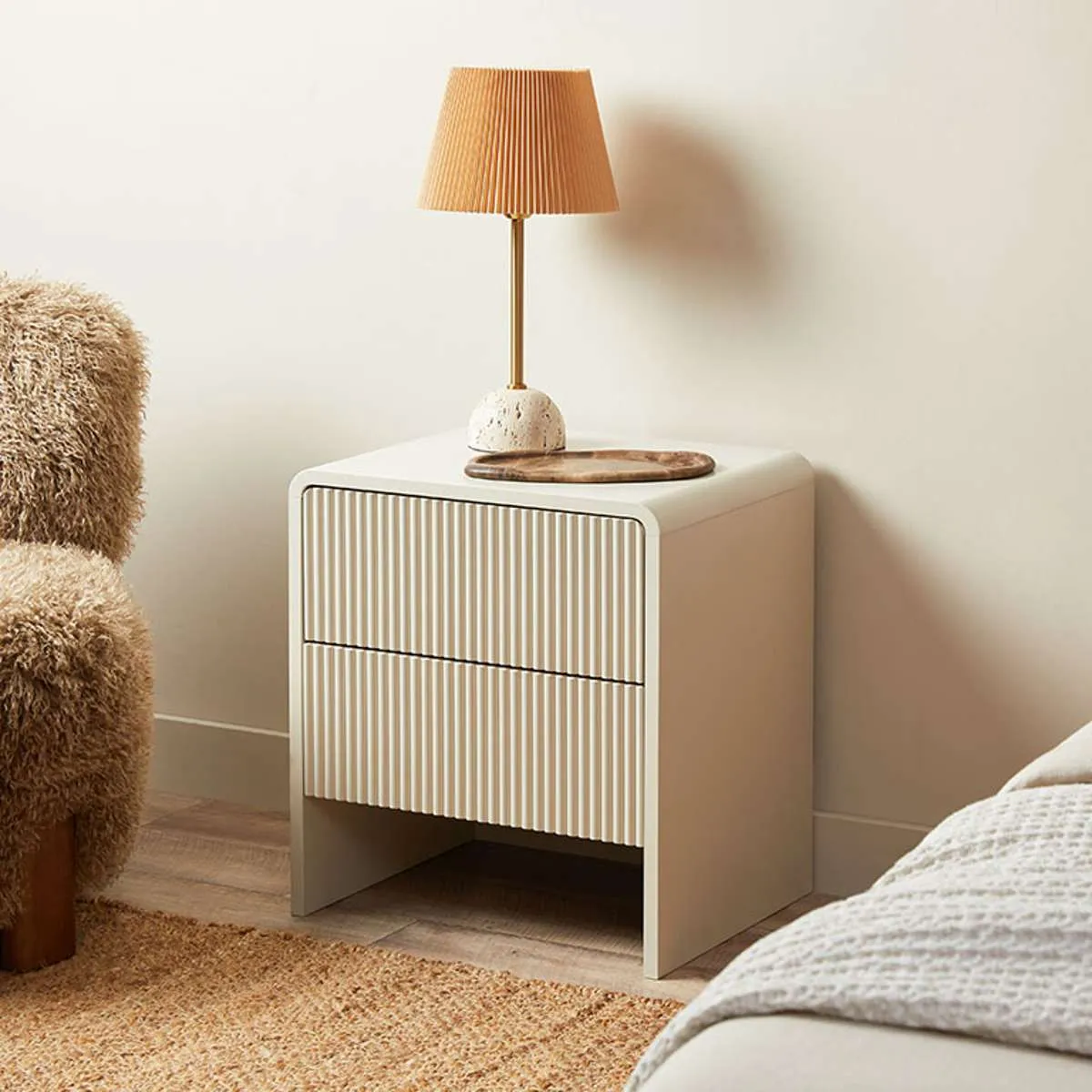 Majorca Bedside Table - Beige Mocka
