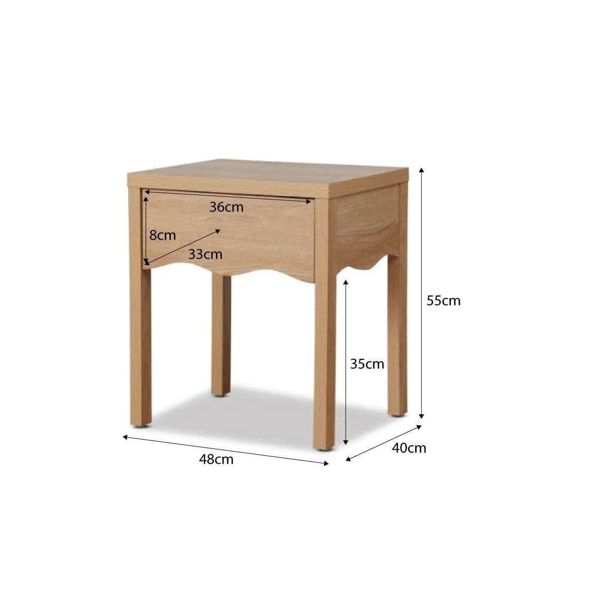 Malena Bedside Table - Natural Mocka