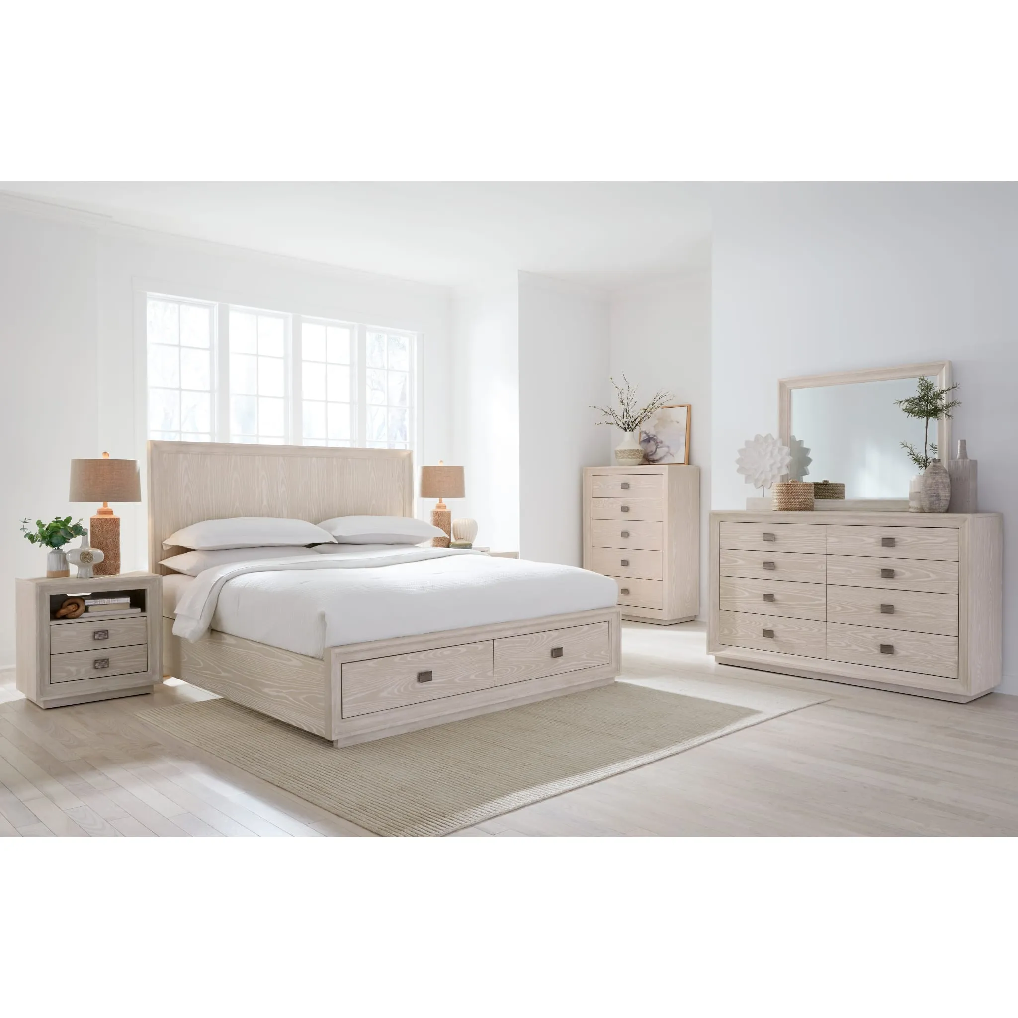 Maxime Two Drawer Footboard Storage Platform Bed In Ash Modus