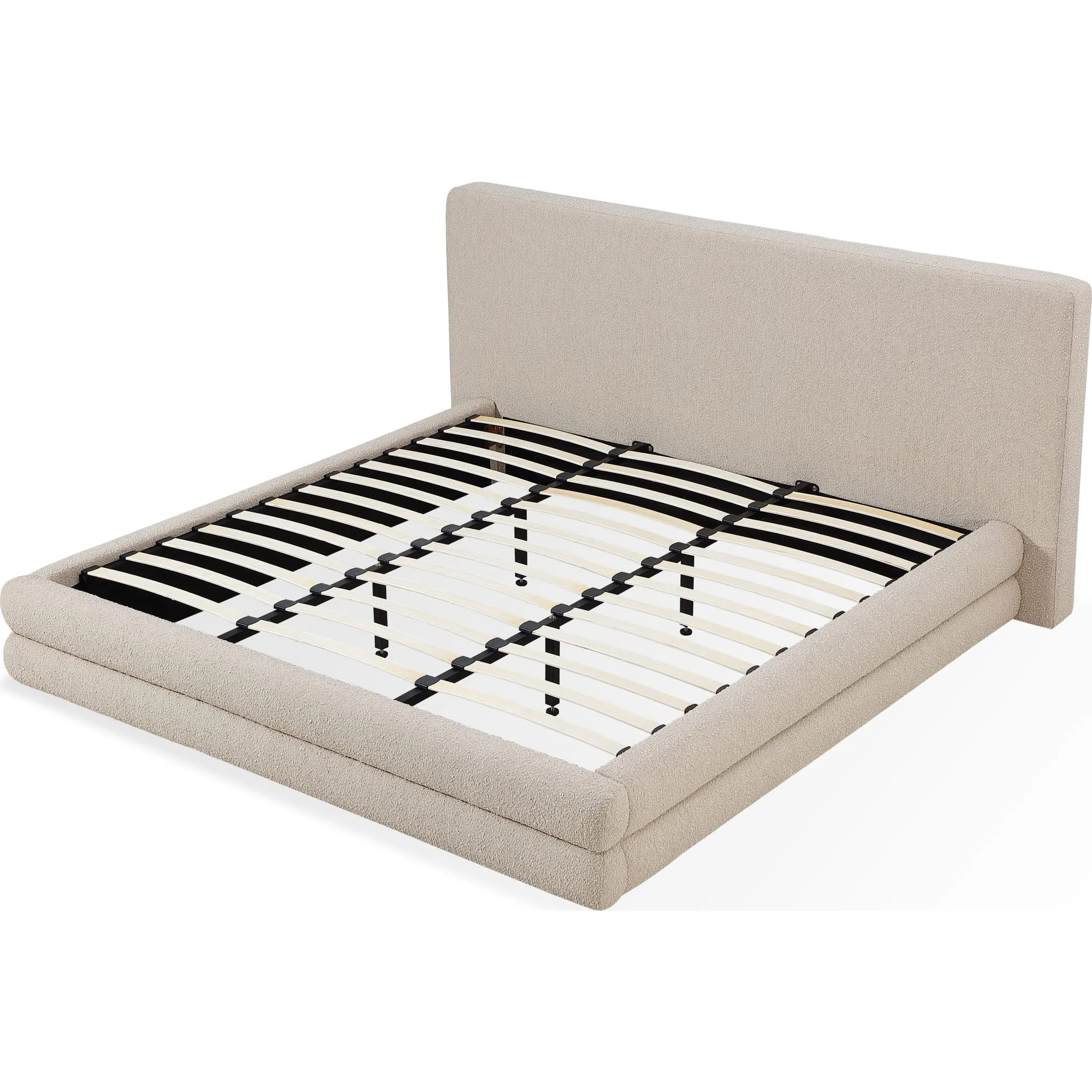 Maya Upholstered Platform Bed in Brun Boucle Modus