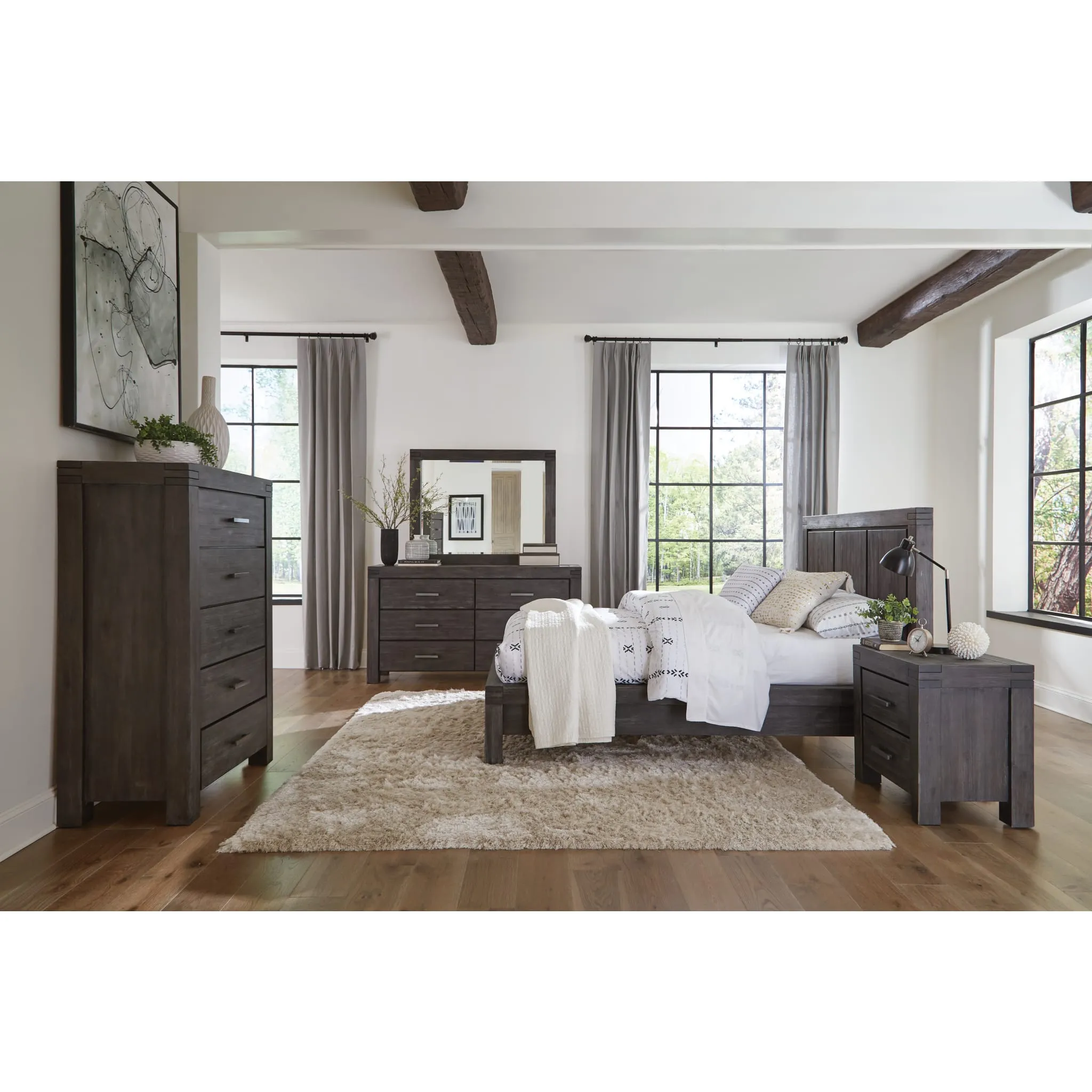 Meadow Solid Wood Platform Bed in Graphite Modus