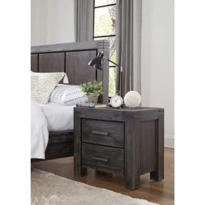 Meadow Solid Wood Two Drawer Nightstand in Graphite Modus