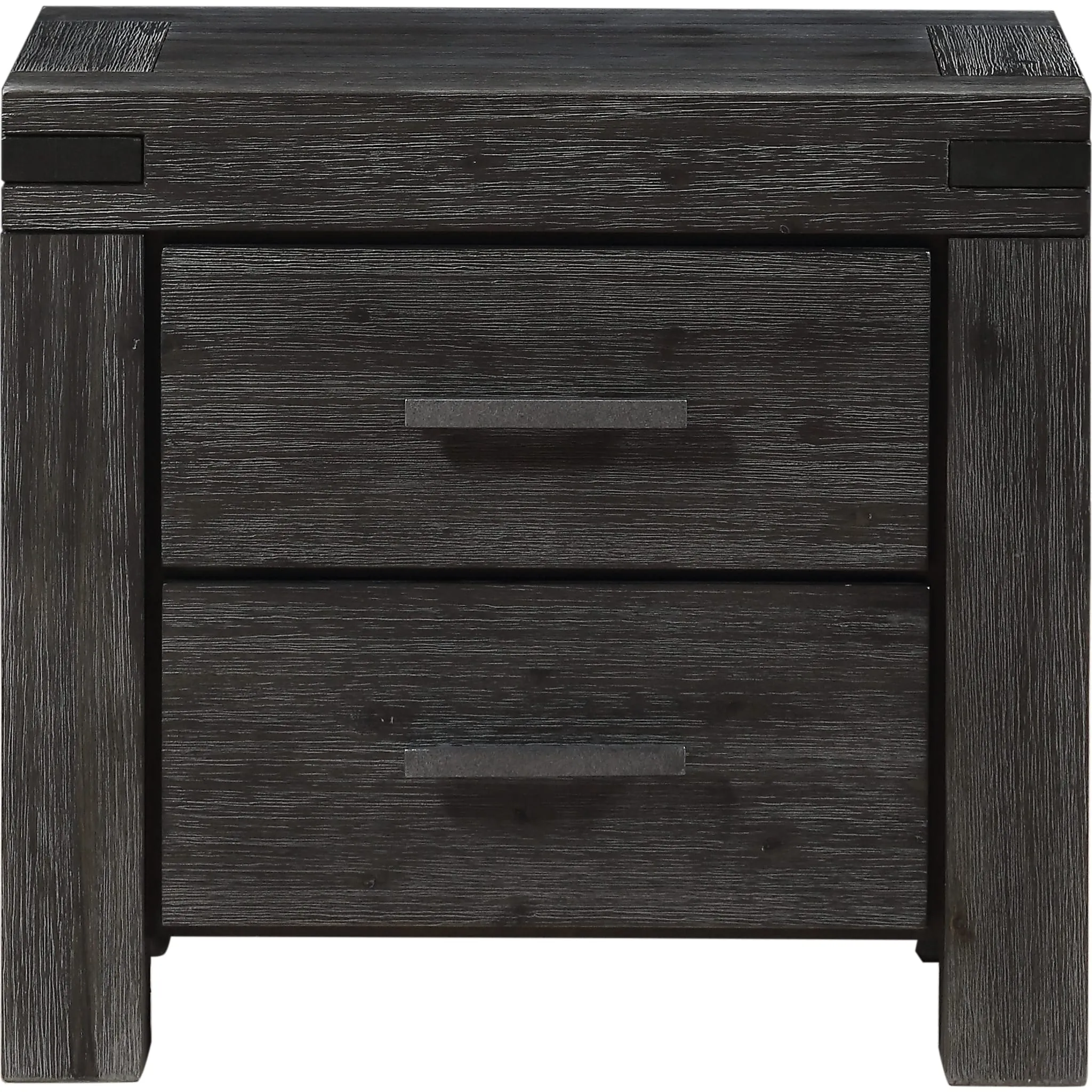Meadow Solid Wood Two Drawer Nightstand in Graphite Modus