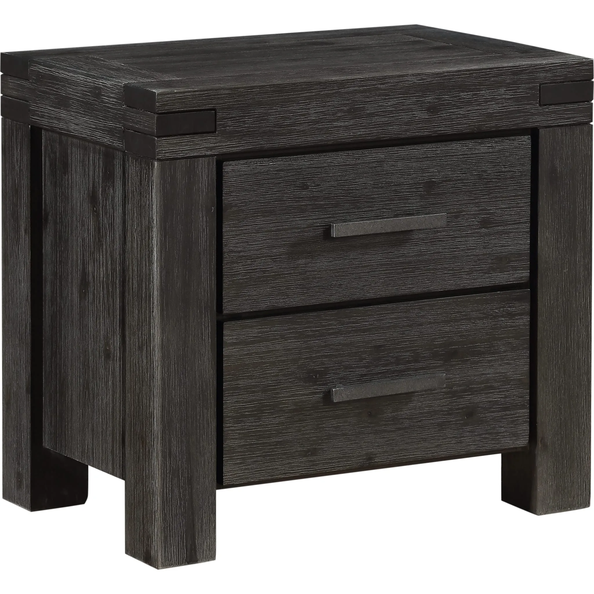 Meadow Solid Wood Two Drawer Nightstand in Graphite Modus