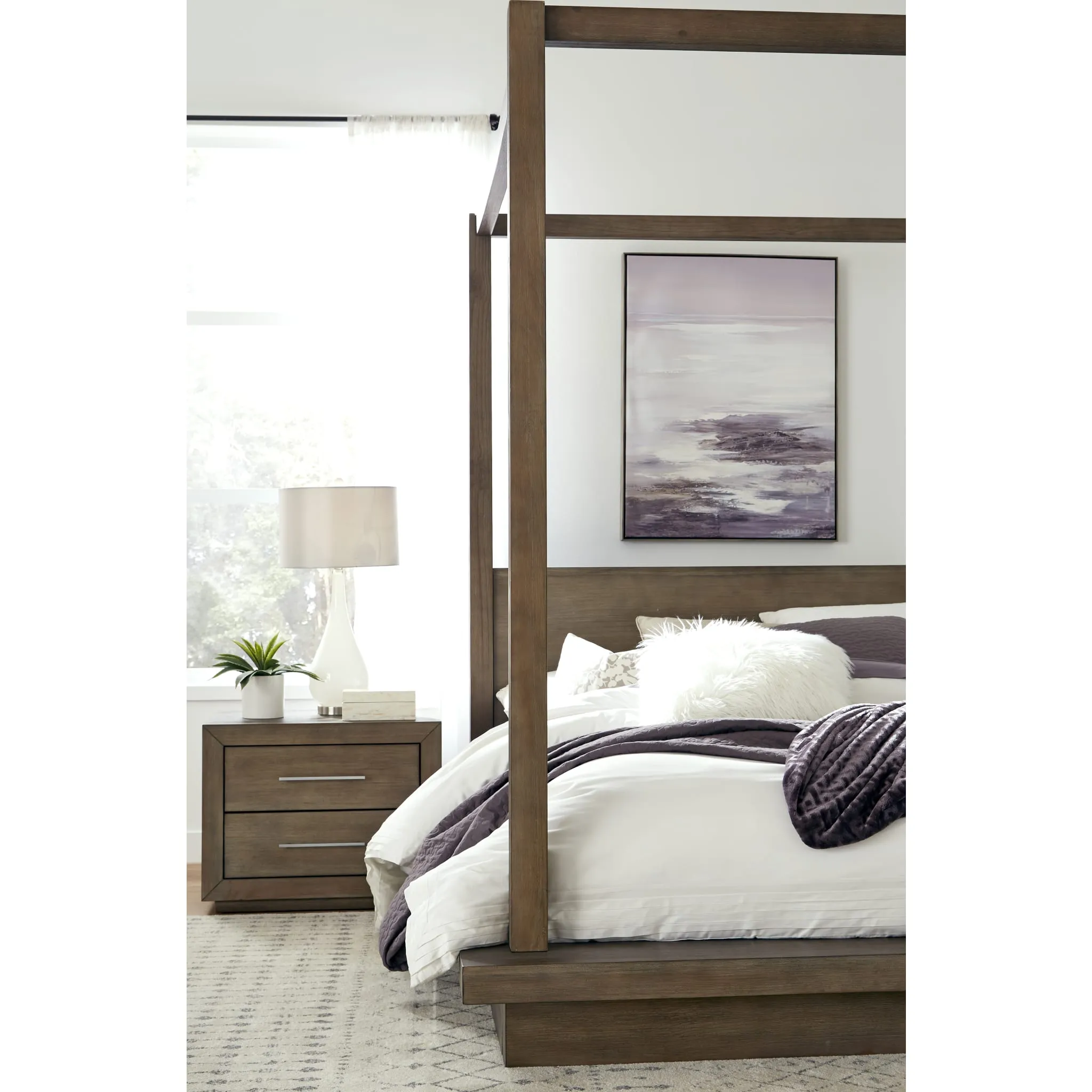 Melbourne Two Drawer Nightstand with USB in Dark Pine Modus