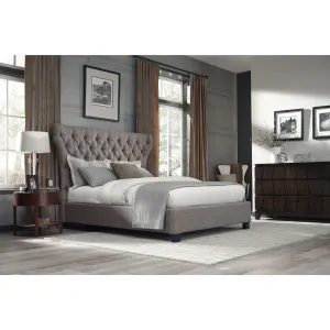 Melina Upholstered Footboard Storage Bed in Dolphin Linen Modus