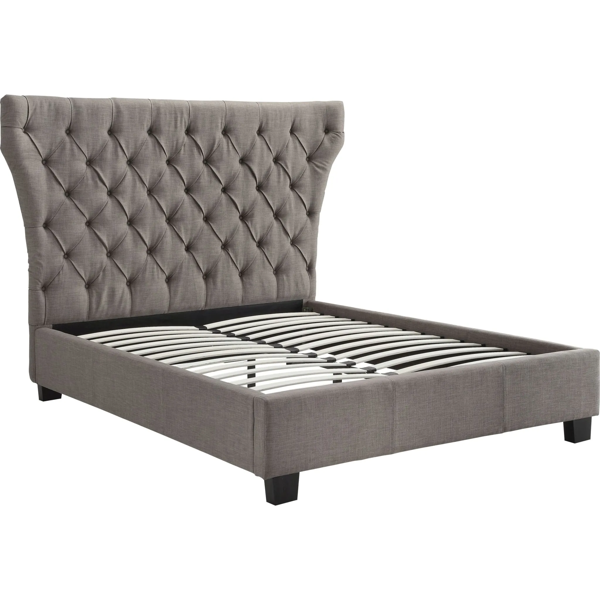 Melina Upholstered Platform Bed in Dolphin Linen Modus