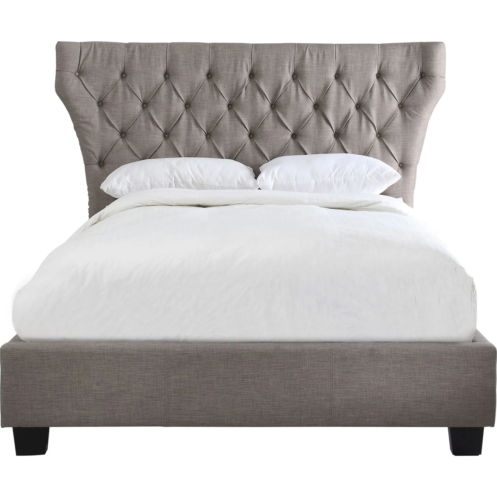 Melina Upholstered Platform Bed in Dolphin Linen Modus