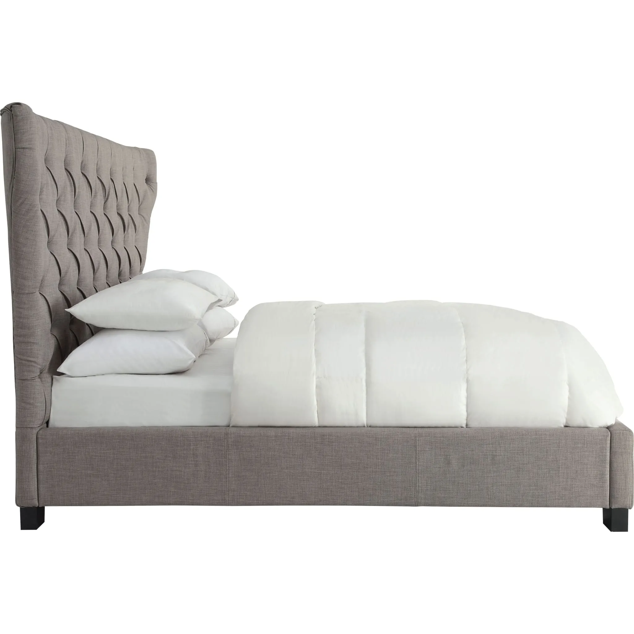 Melina Upholstered Platform Bed in Dolphin Linen Modus