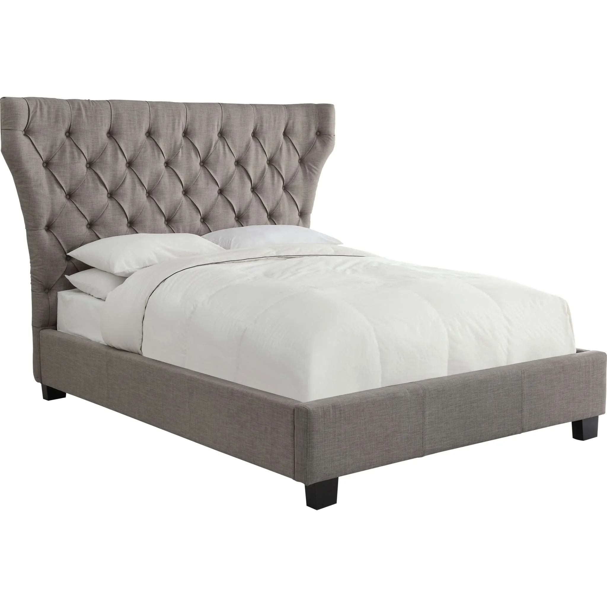 Melina Upholstered Platform Bed in Dolphin Linen Modus