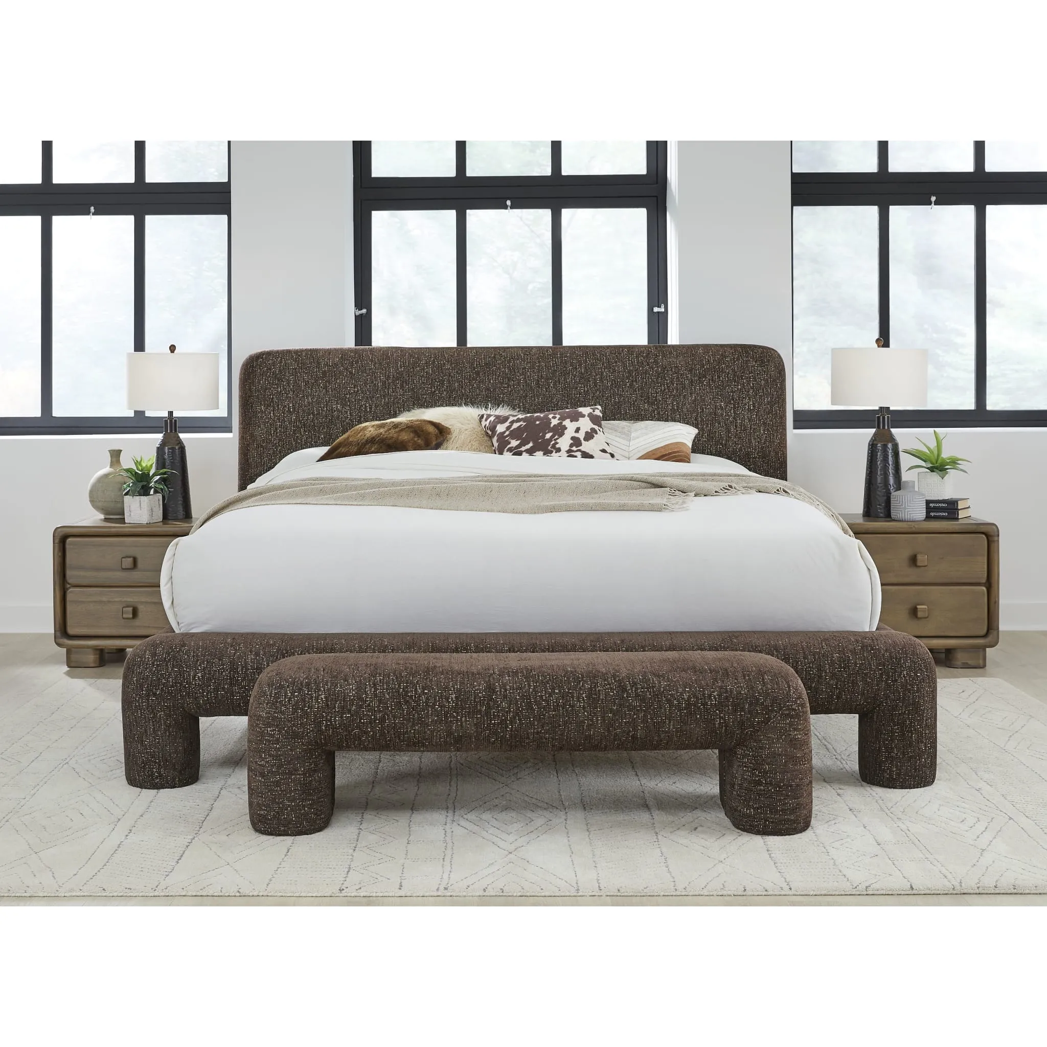 Mocoa Fully Upholstered Platform Bed in Mongoose Chenille Modus