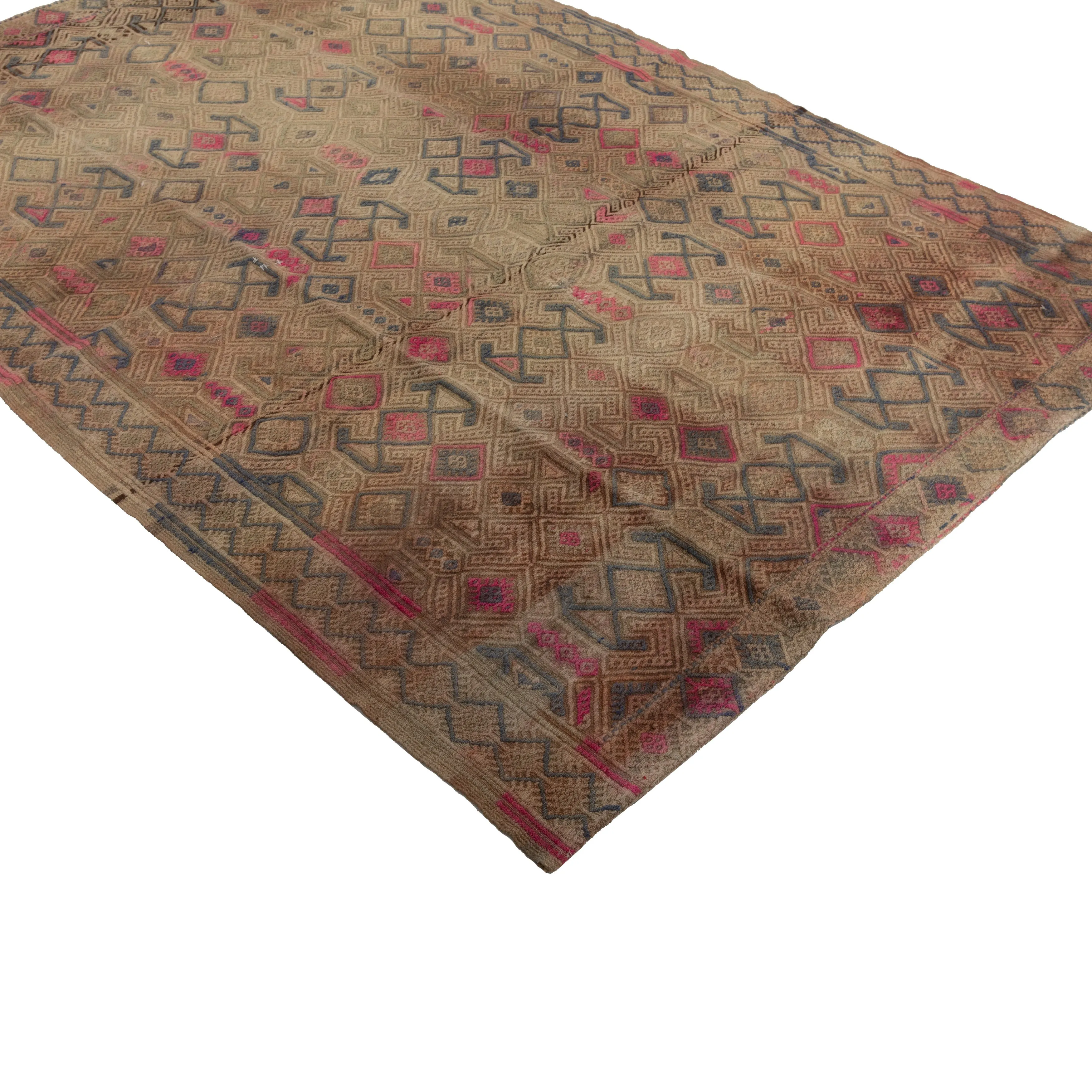 Multicolored Flatweave Wool Rug - 5'7" x 9'9"