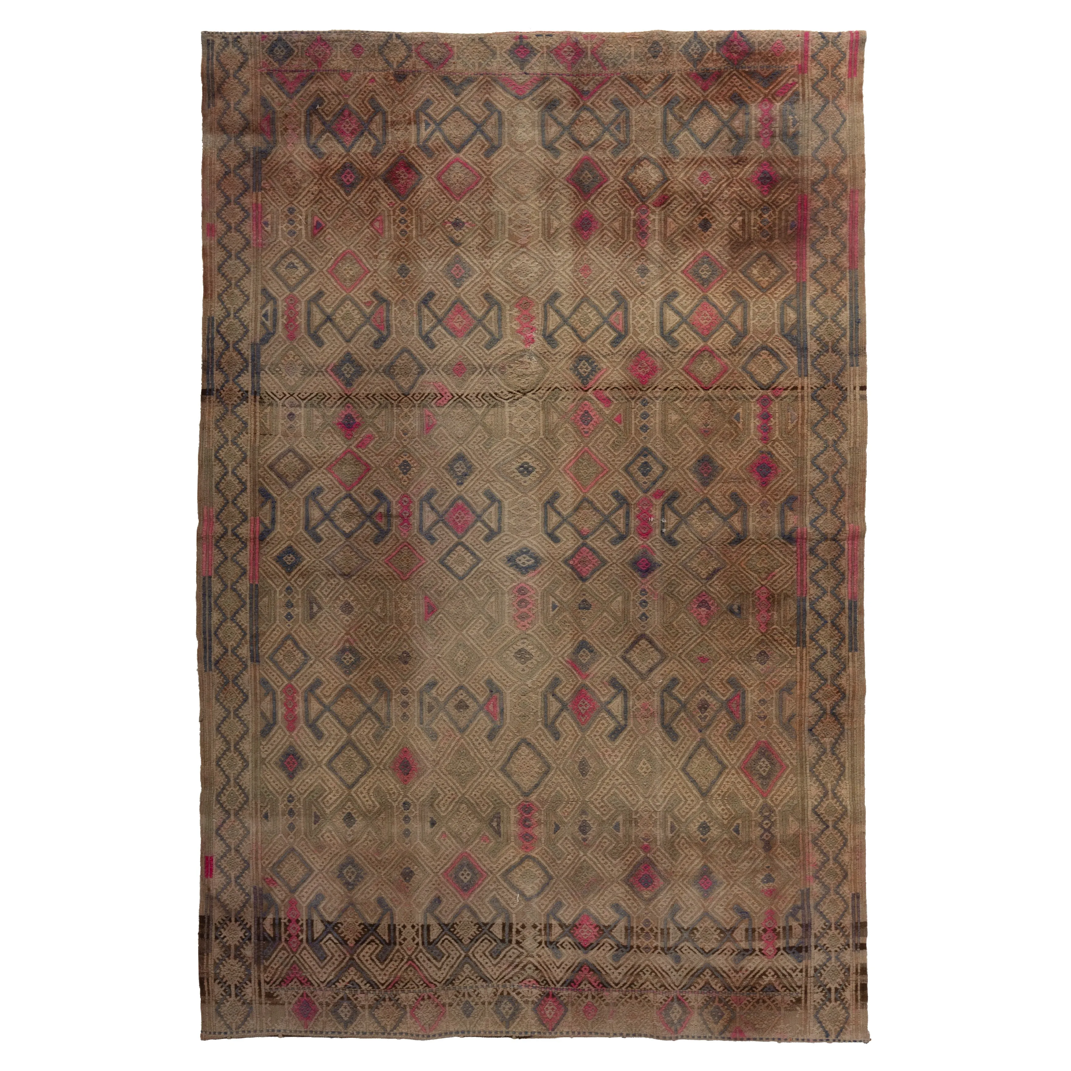 Multicolored Flatweave Wool Rug - 5'7" x 9'9"