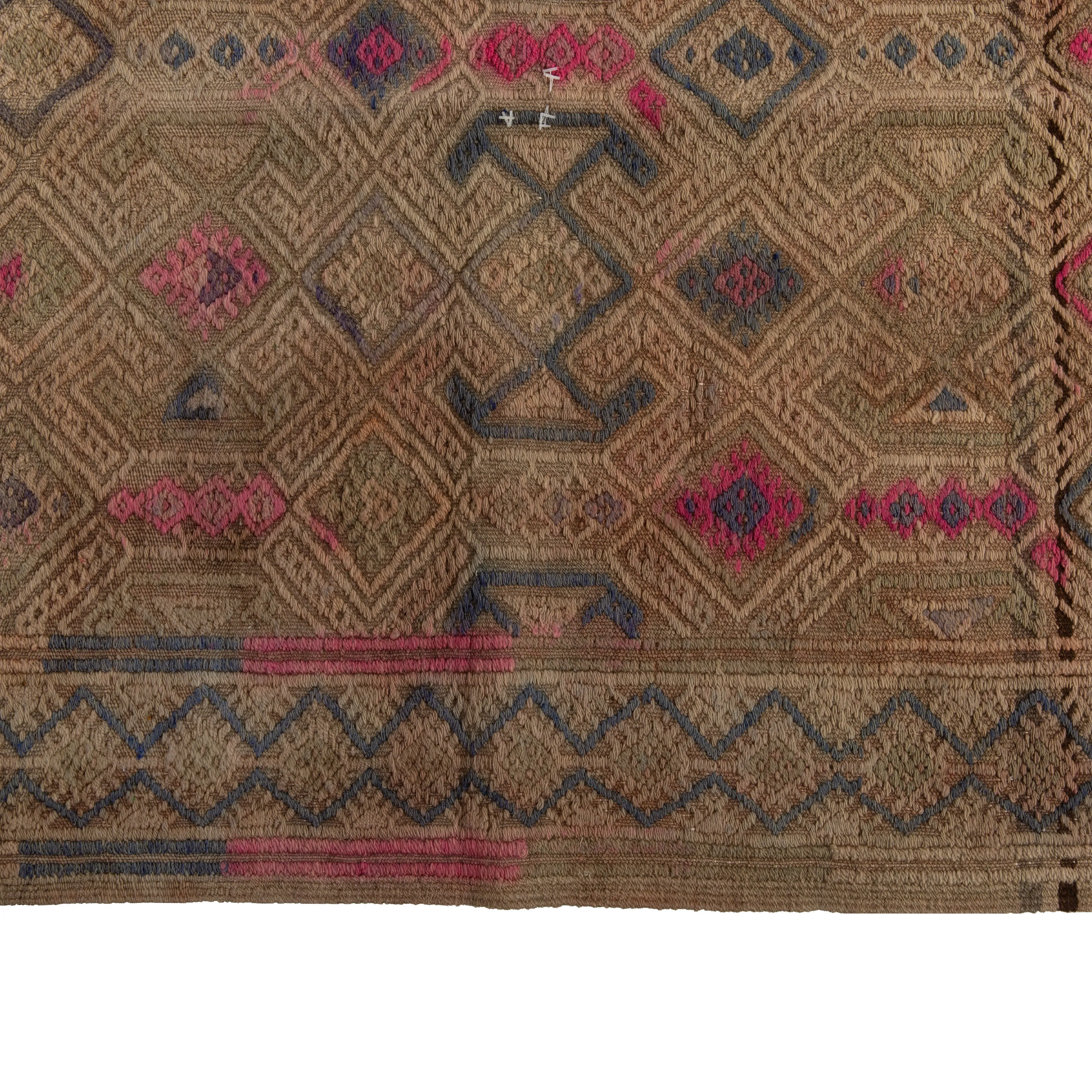 Multicolored Flatweave Wool Rug - 5'7" x 9'9"