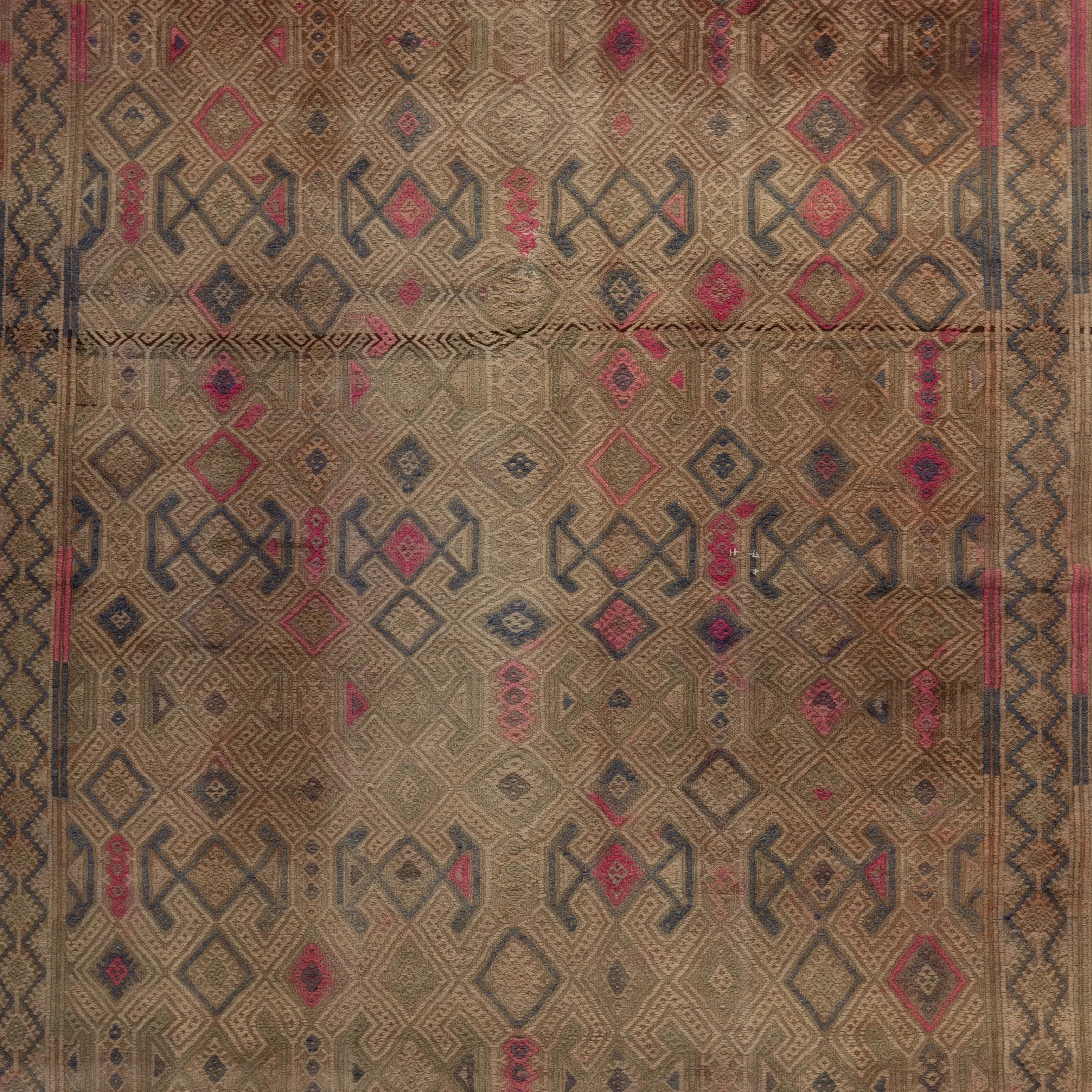 Multicolored Flatweave Wool Rug - 5'7" x 9'9"
