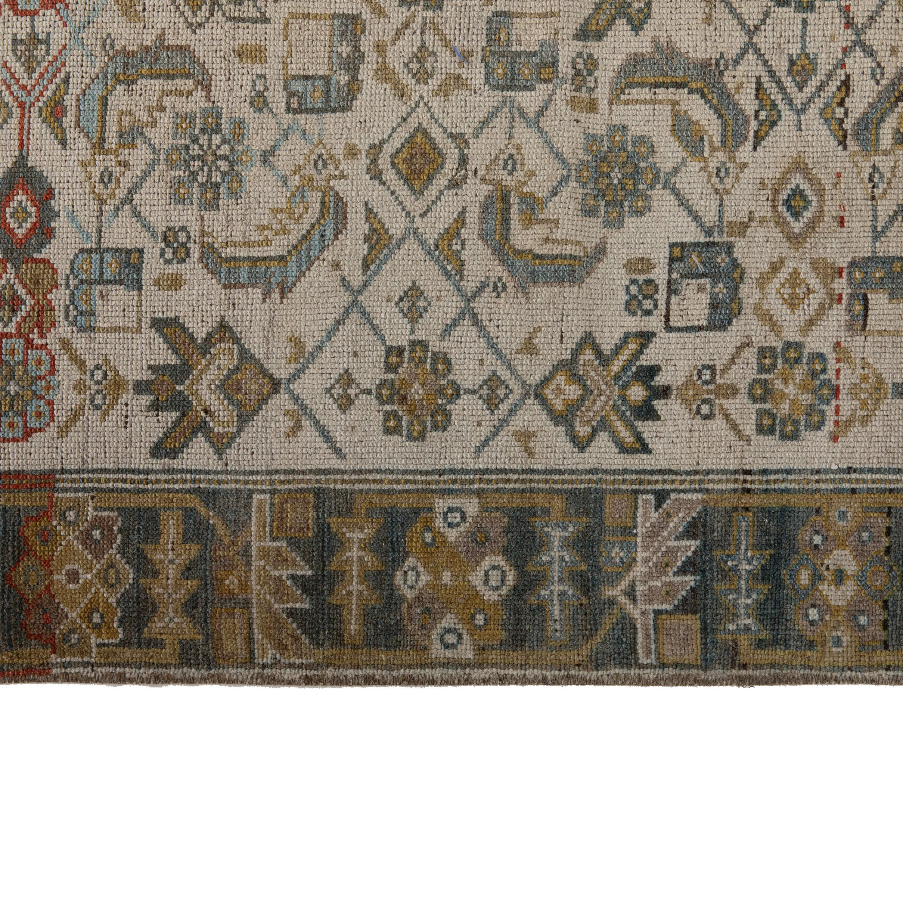 Multicolored Traditional Wool Runner - 3'5" x 16'2"
