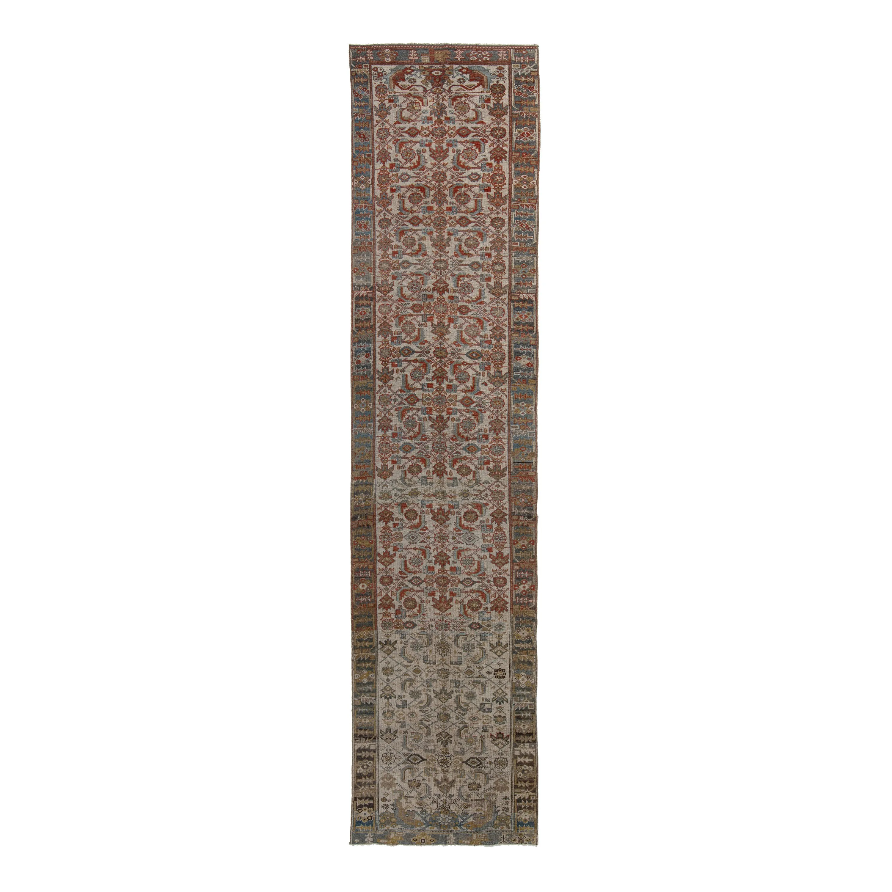 Multicolored Traditional Wool Runner - 3'5" x 16'2"