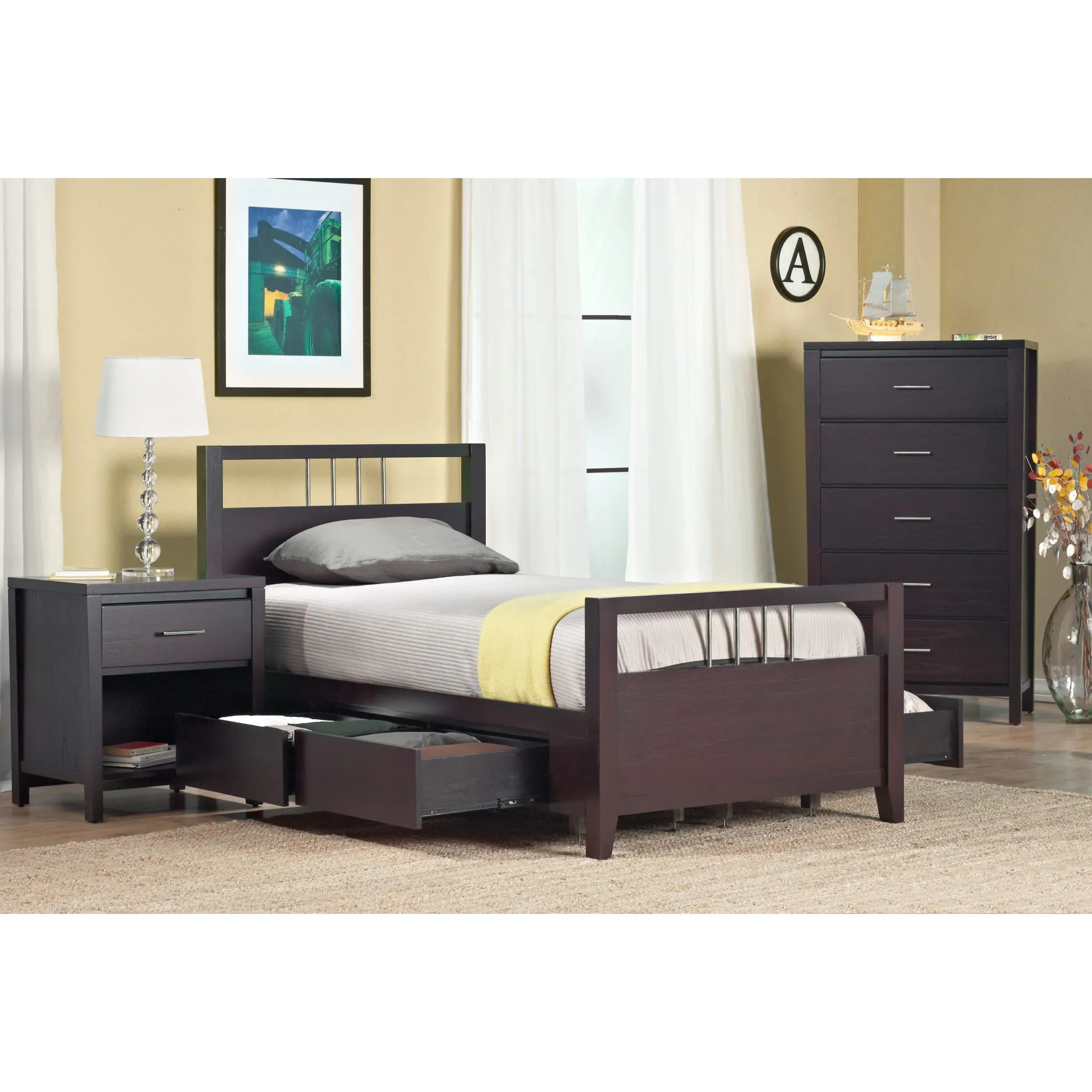 Nevis Platform Storage Bed in Espresso Modus