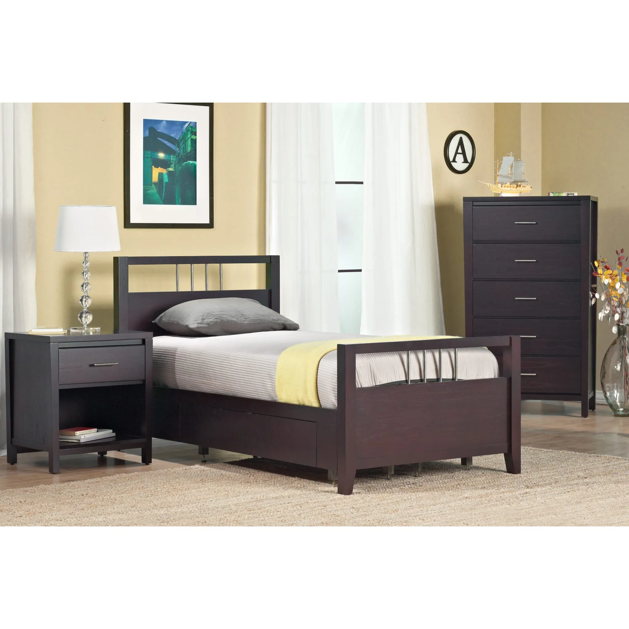 Nevis Platform Storage Bed in Espresso Modus