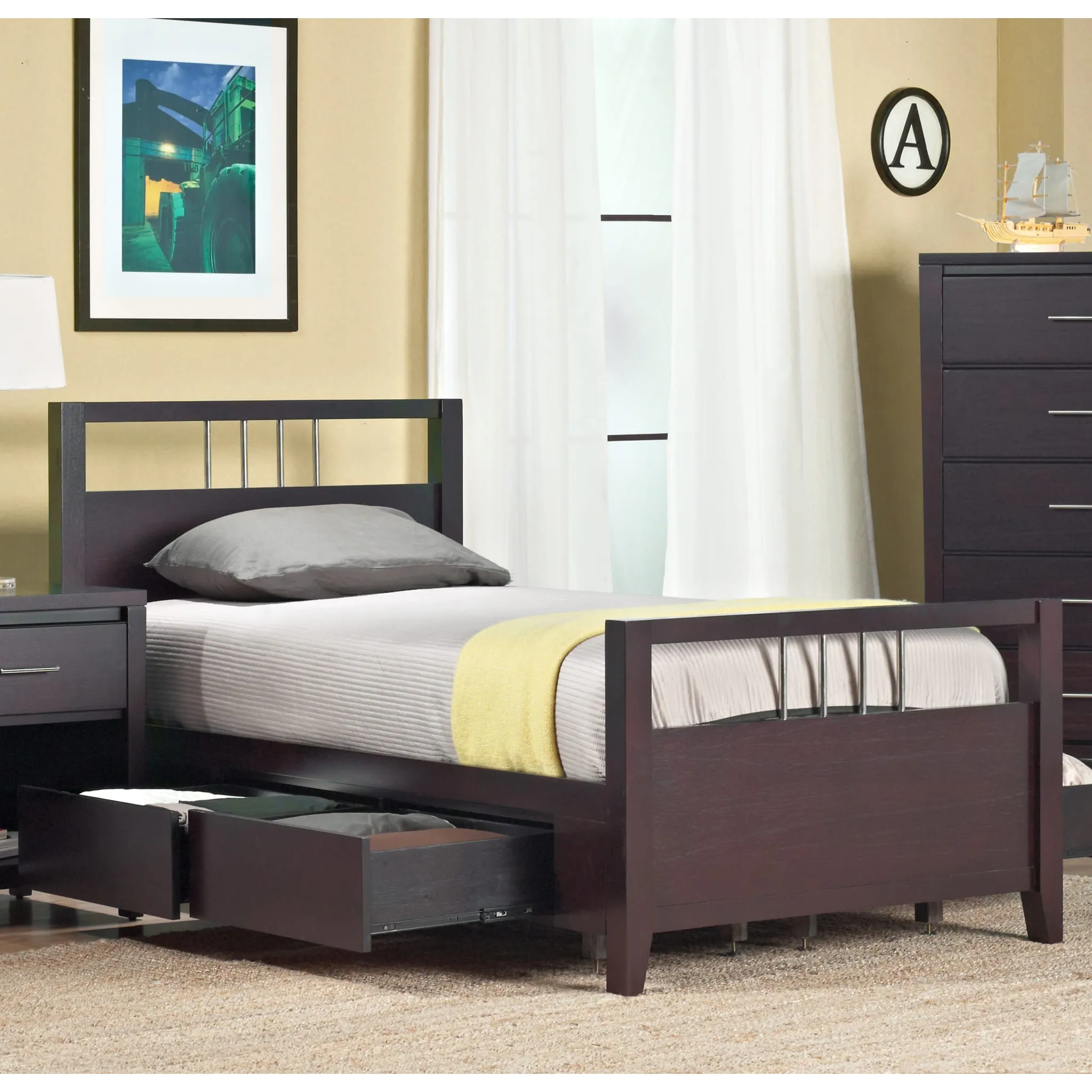 Nevis Platform Storage Bed in Espresso Modus