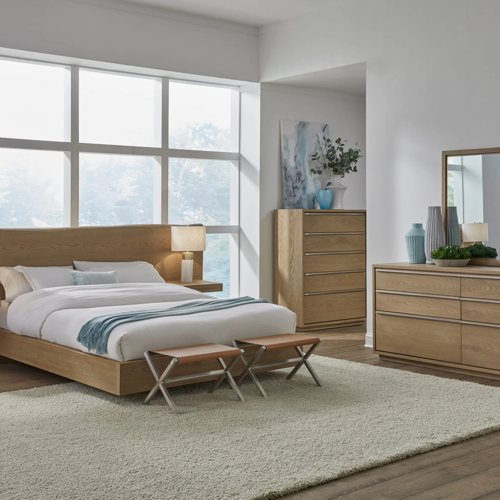 One Coastal Modern Five Drawer Chest in Bisque Modus