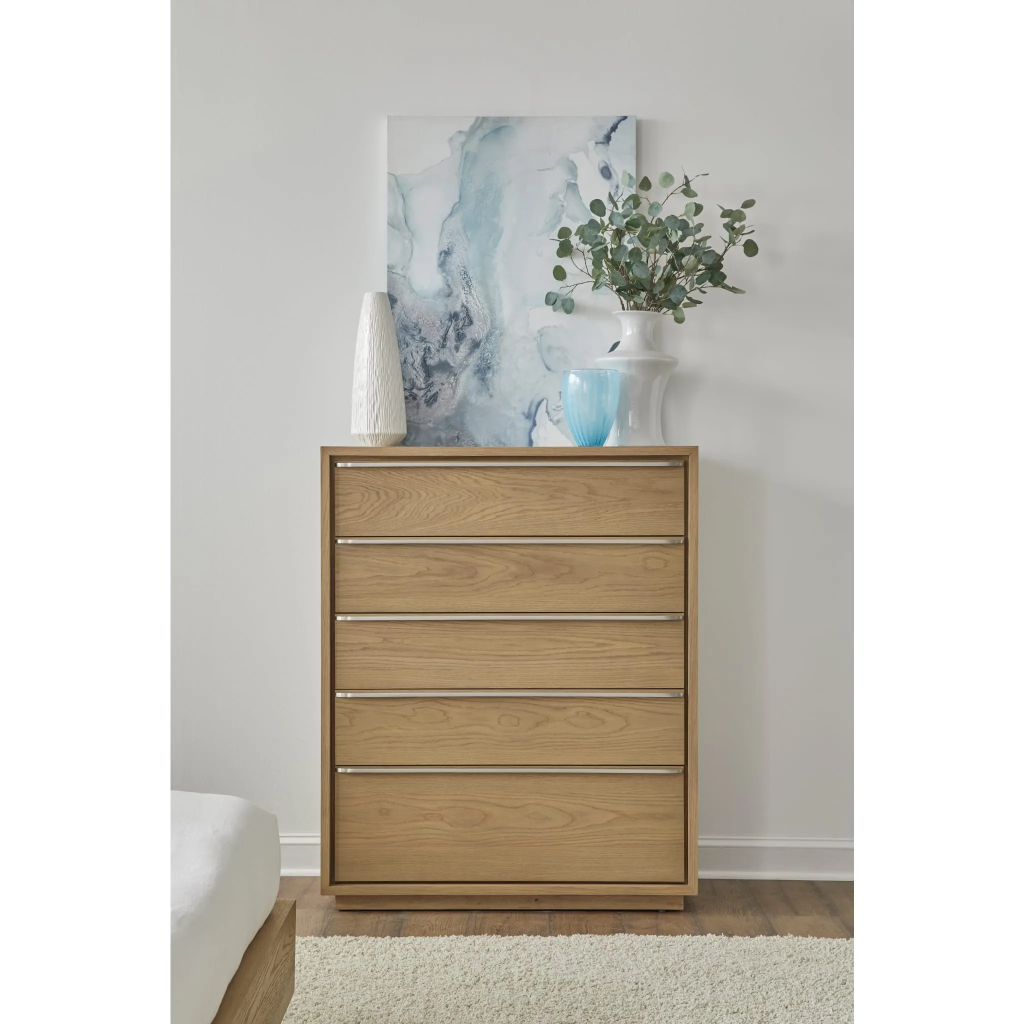 One Coastal Modern Five Drawer Chest in Bisque Modus