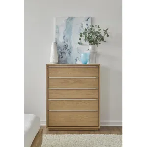 One Coastal Modern Five Drawer Chest in Bisque Modus