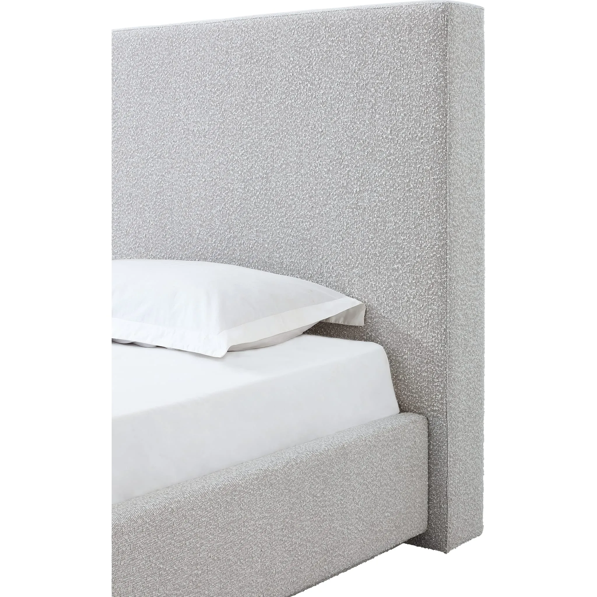 One Upholstered Modern Headboard in Cotton Ball Boucle Modus