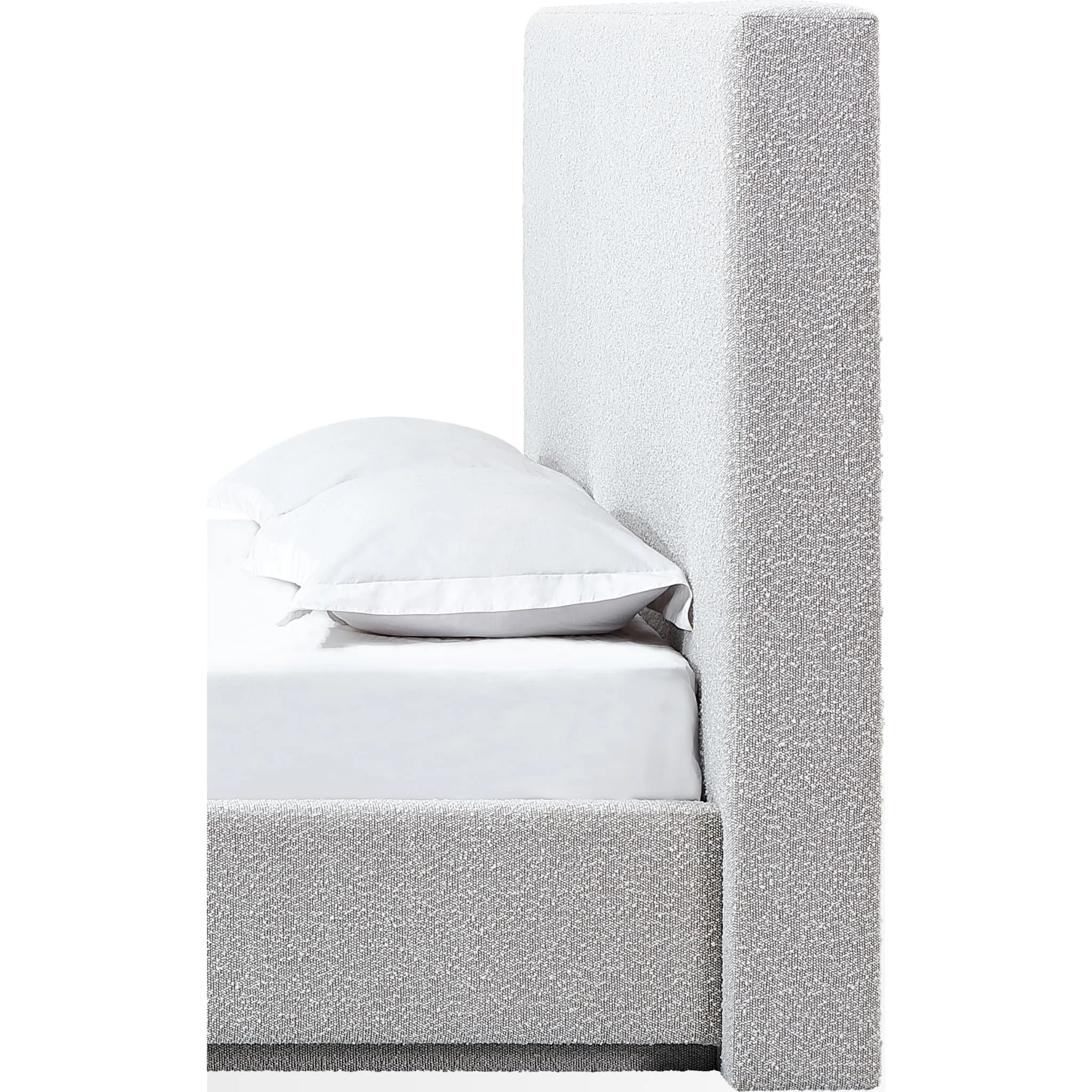 One Upholstered Modern Headboard in Cotton Ball Boucle Modus