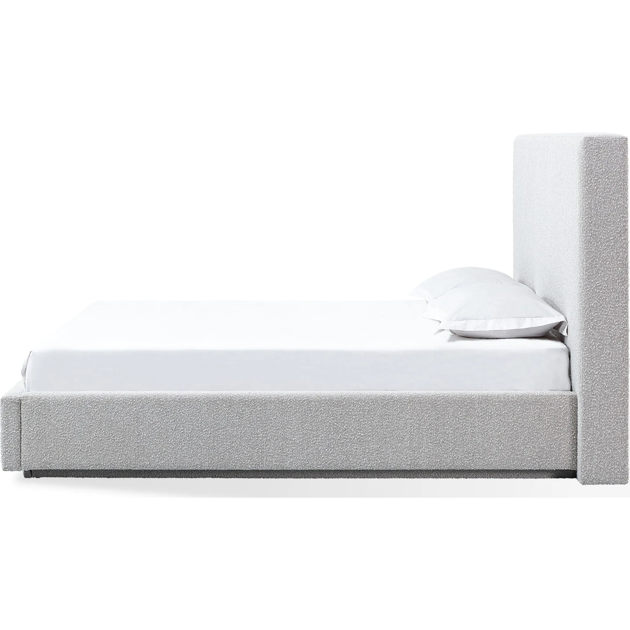 One Upholstered Platform Bed in Cotton Ball Boucle Modus