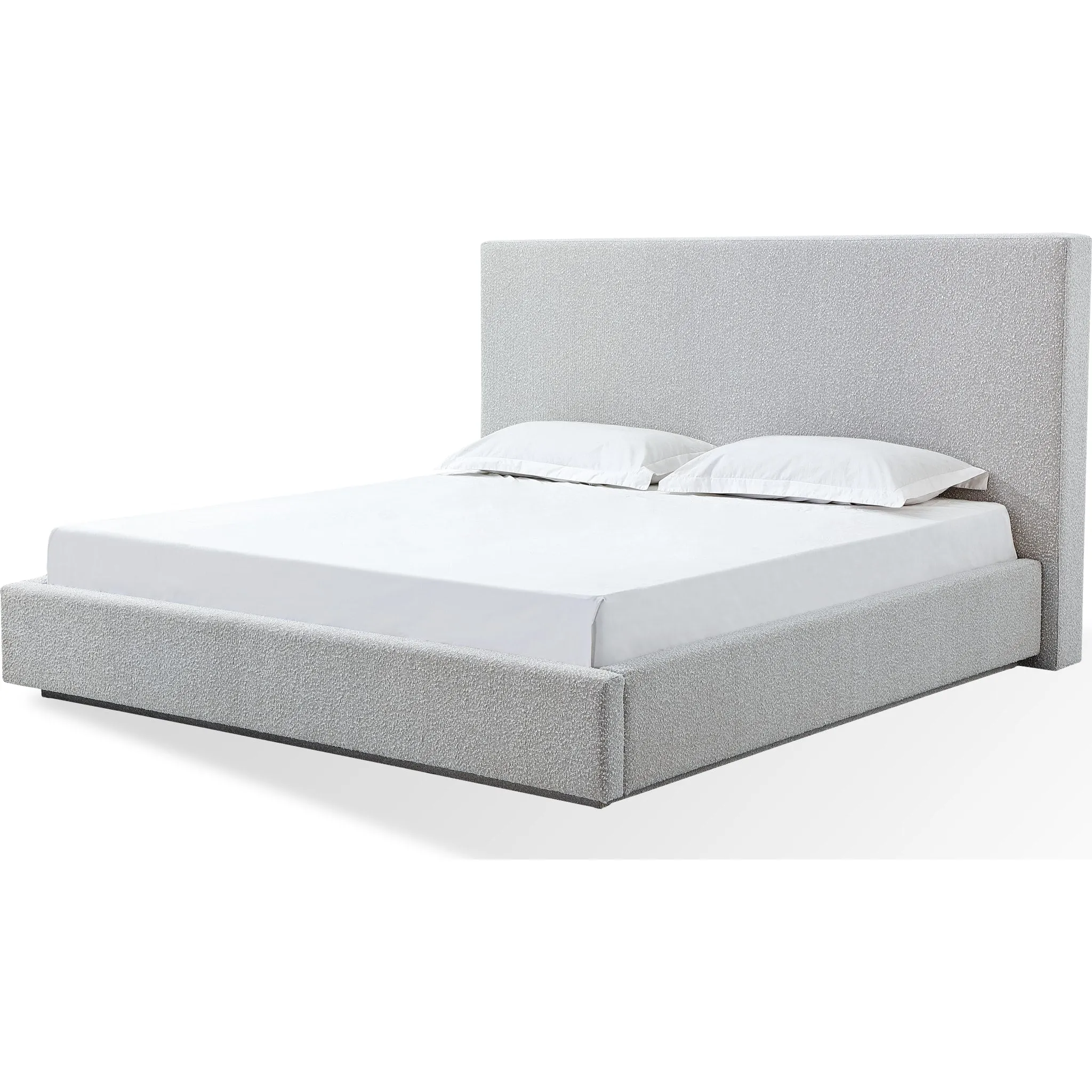 One Upholstered Platform Bed in Cotton Ball Boucle Modus