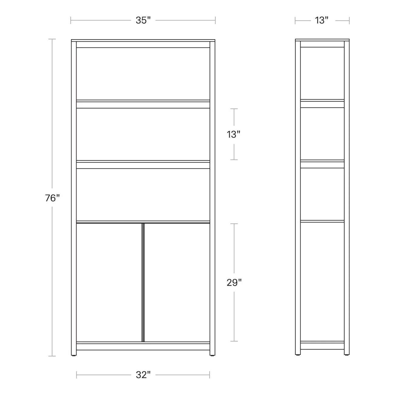 Open Plan Tall Bookcase with Storage