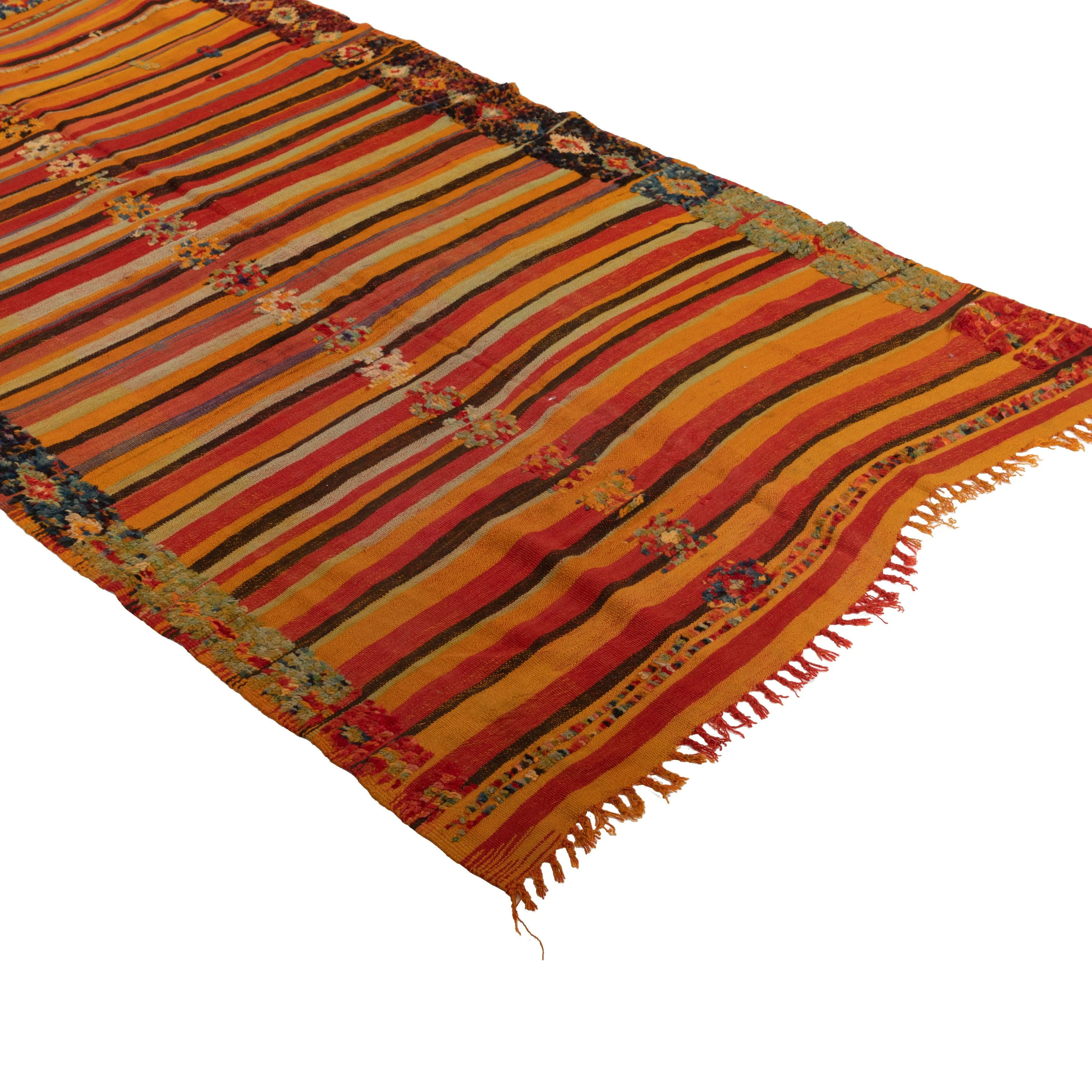 Orange Vintage Moroccan Wool Runner - 4'5" x 8'2"