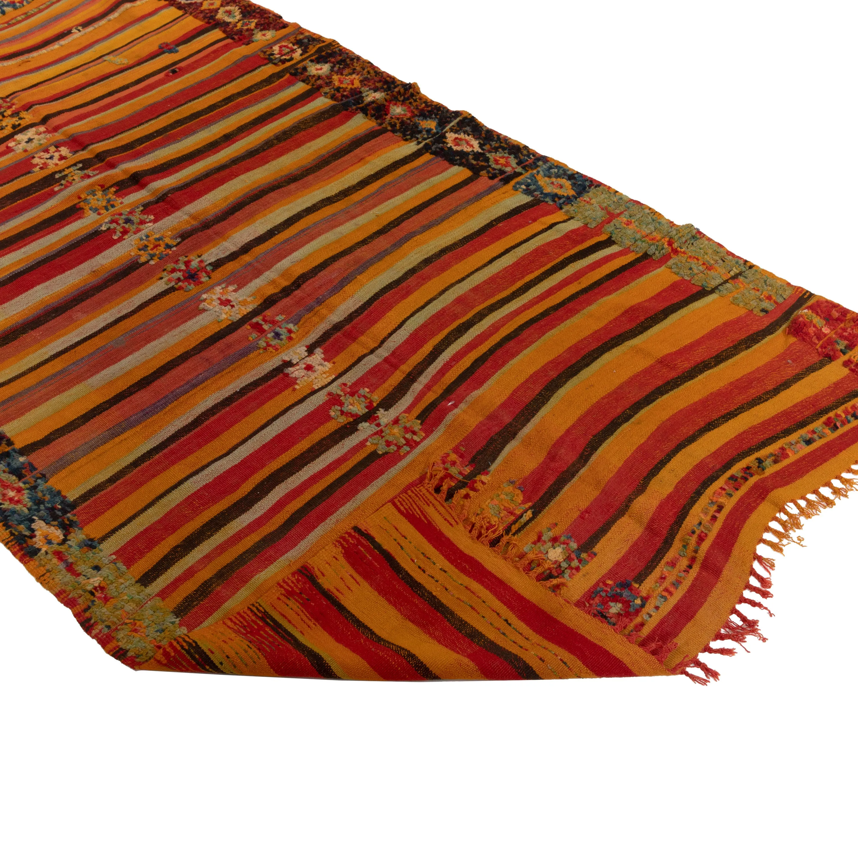 Orange Vintage Moroccan Wool Runner - 4'5" x 8'2"