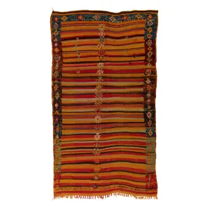 Orange Vintage Moroccan Wool Runner - 4'5" x 8'2"