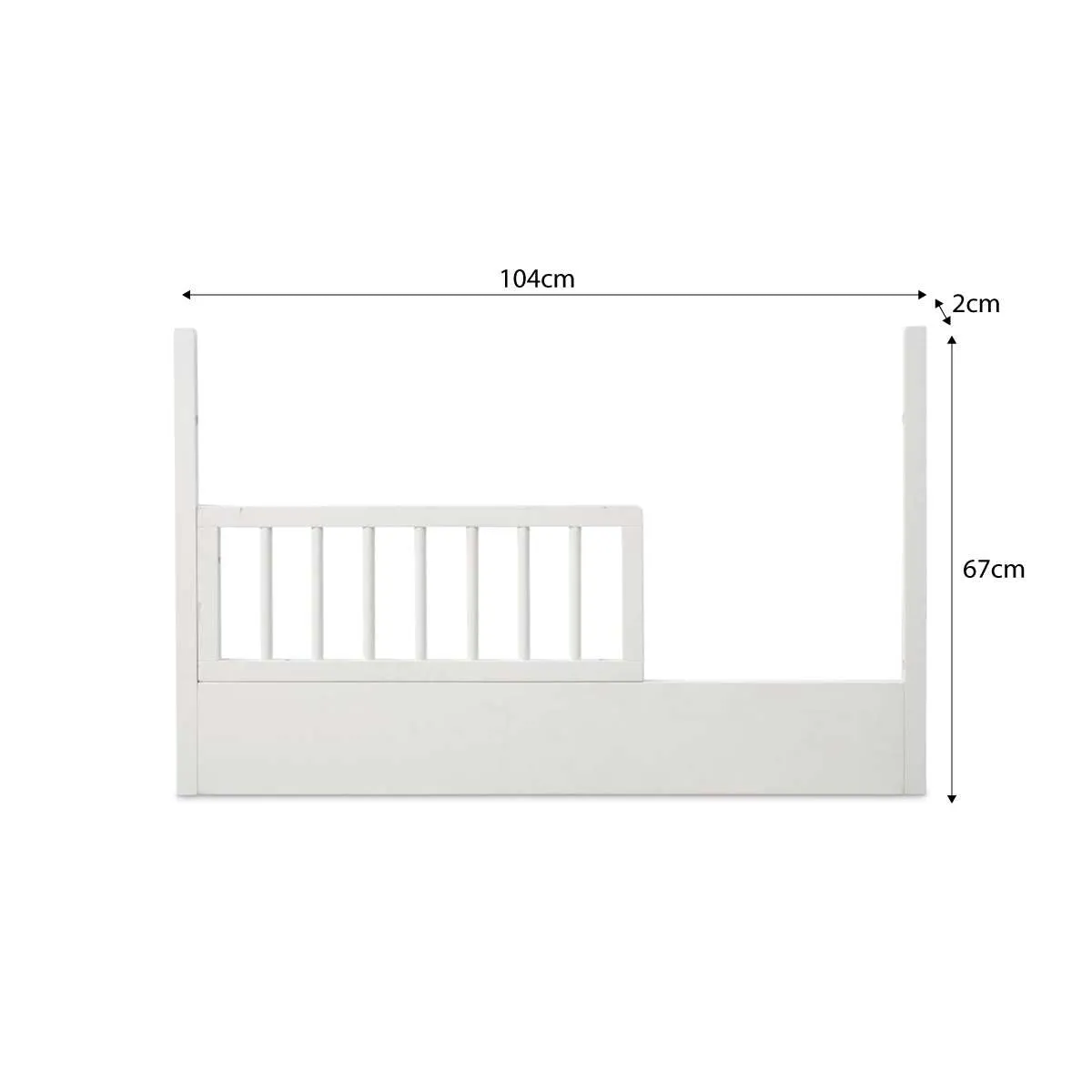 Orlando Contempo Cot Toddler Bed Half Frame - White Mocka