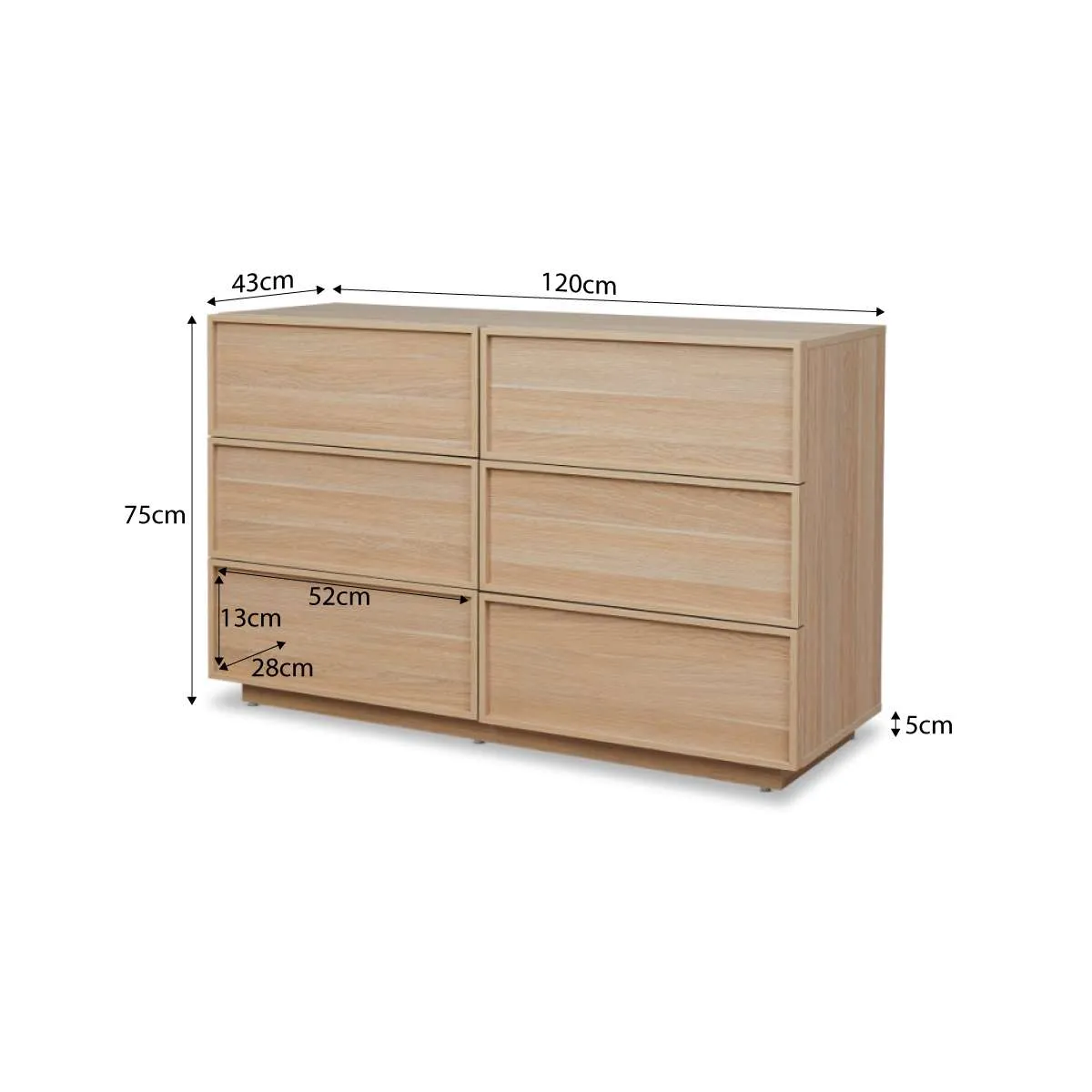 Osaka Six Drawer - Natural Mocka