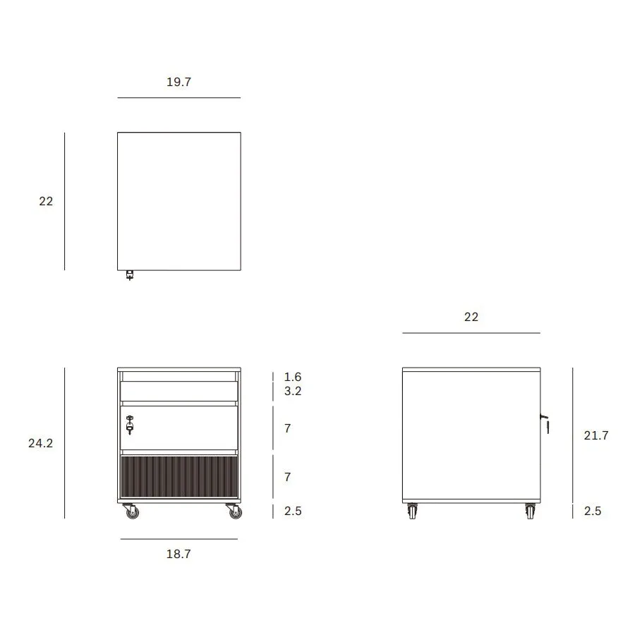 Oscar 3 Drawer Unit