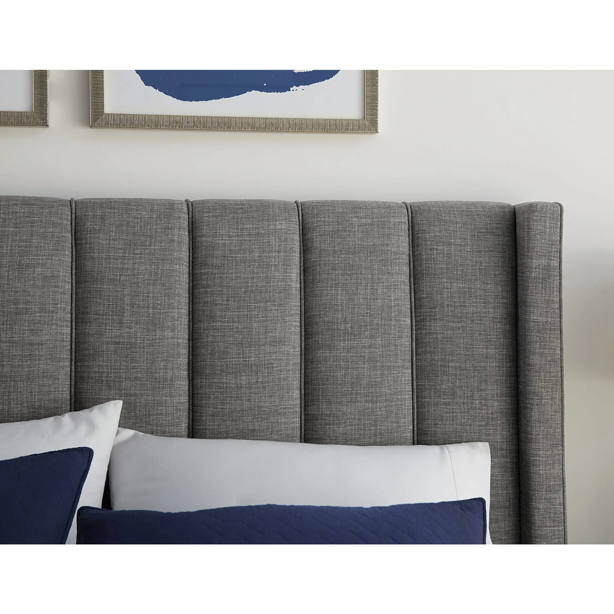 Palermo Upholstered Wingback Platform Bed in Dark Stone Modus