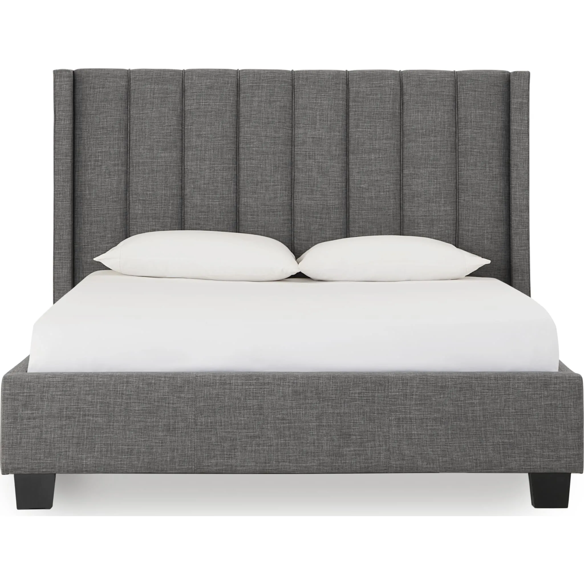 Palermo Upholstered Wingback Platform Bed in Dark Stone Modus