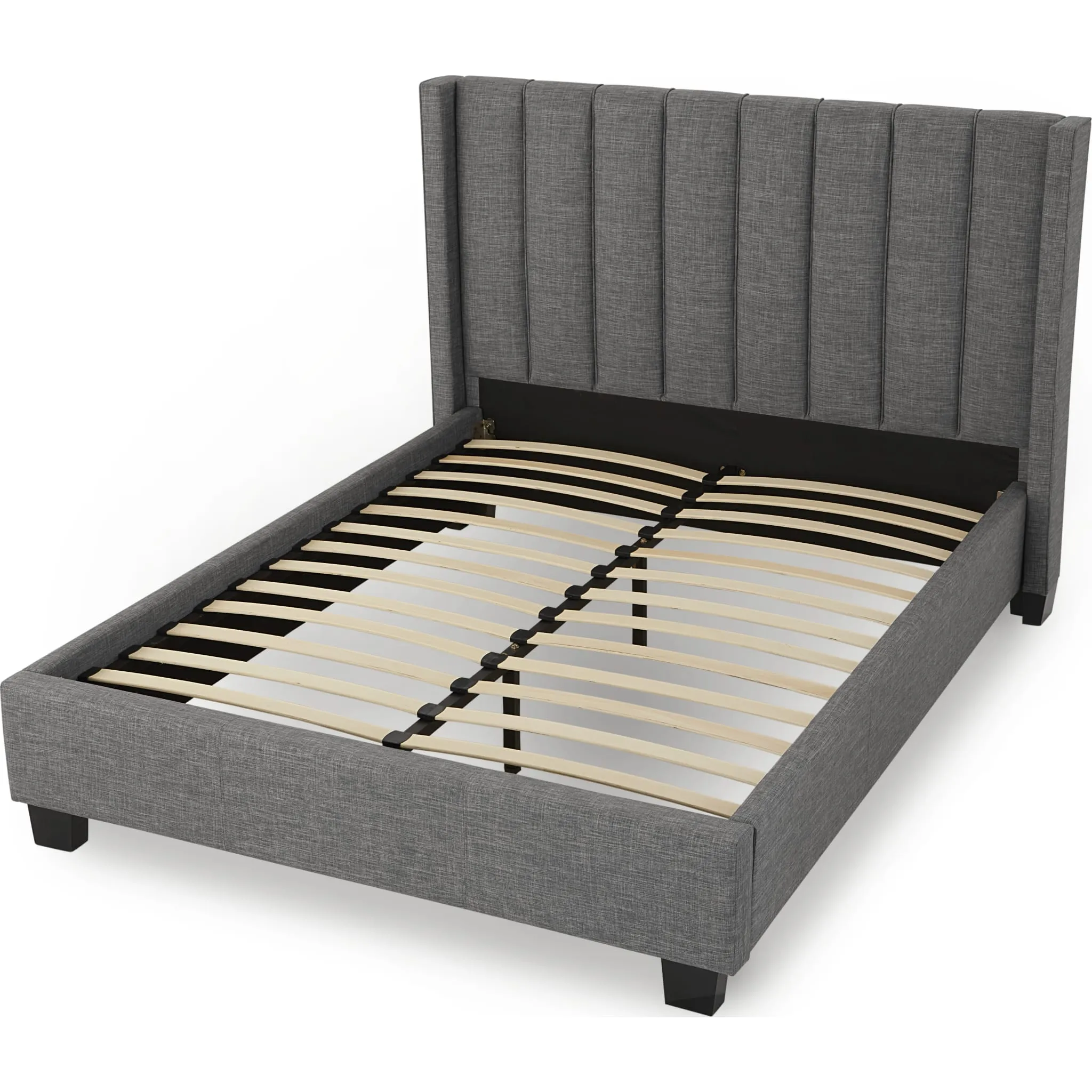 Palermo Upholstered Wingback Platform Bed in Dark Stone Modus