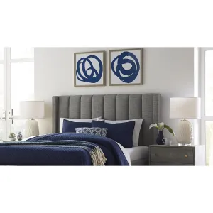 Palermo Wingback Upholstered Headboard in Dark Stone Linen Modus